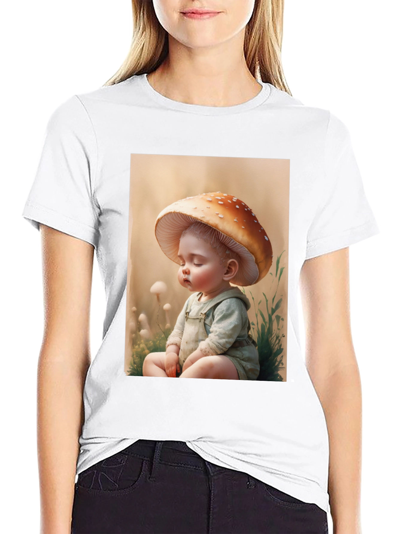Black Mushroom Baby Graphic Tee - Unique Design view 9
