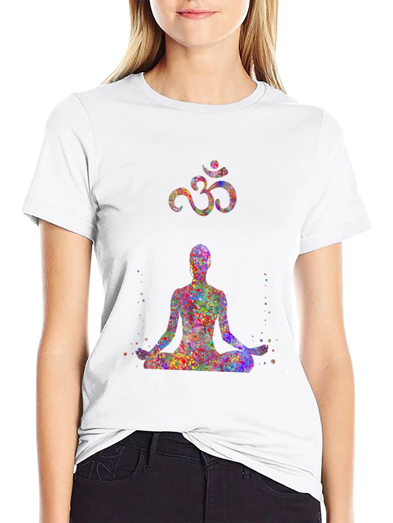 Black Yoga Om Symbol Graphic T-Shirt view 9