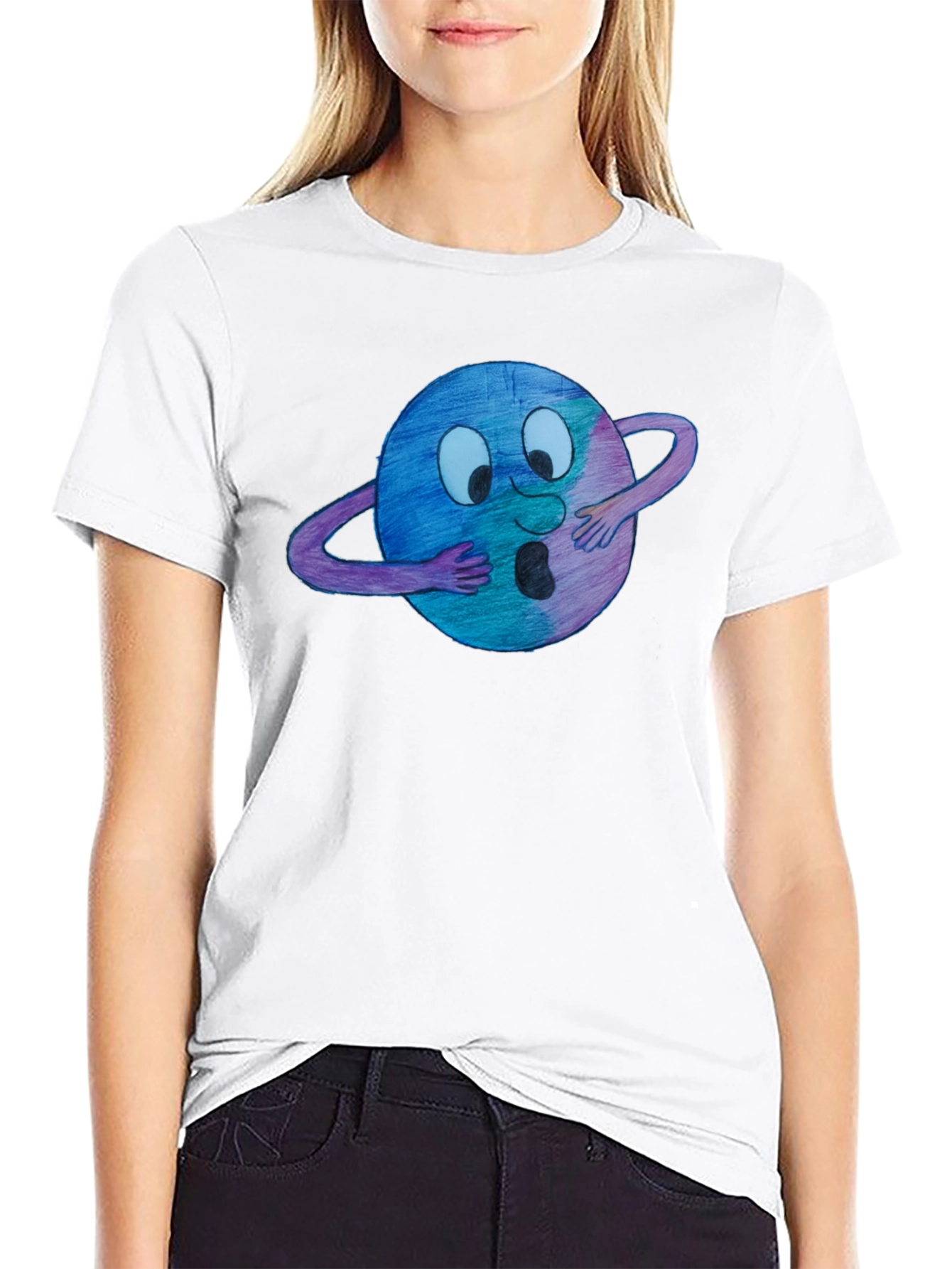 Black Cartoon Planet T-Shirt view 9
