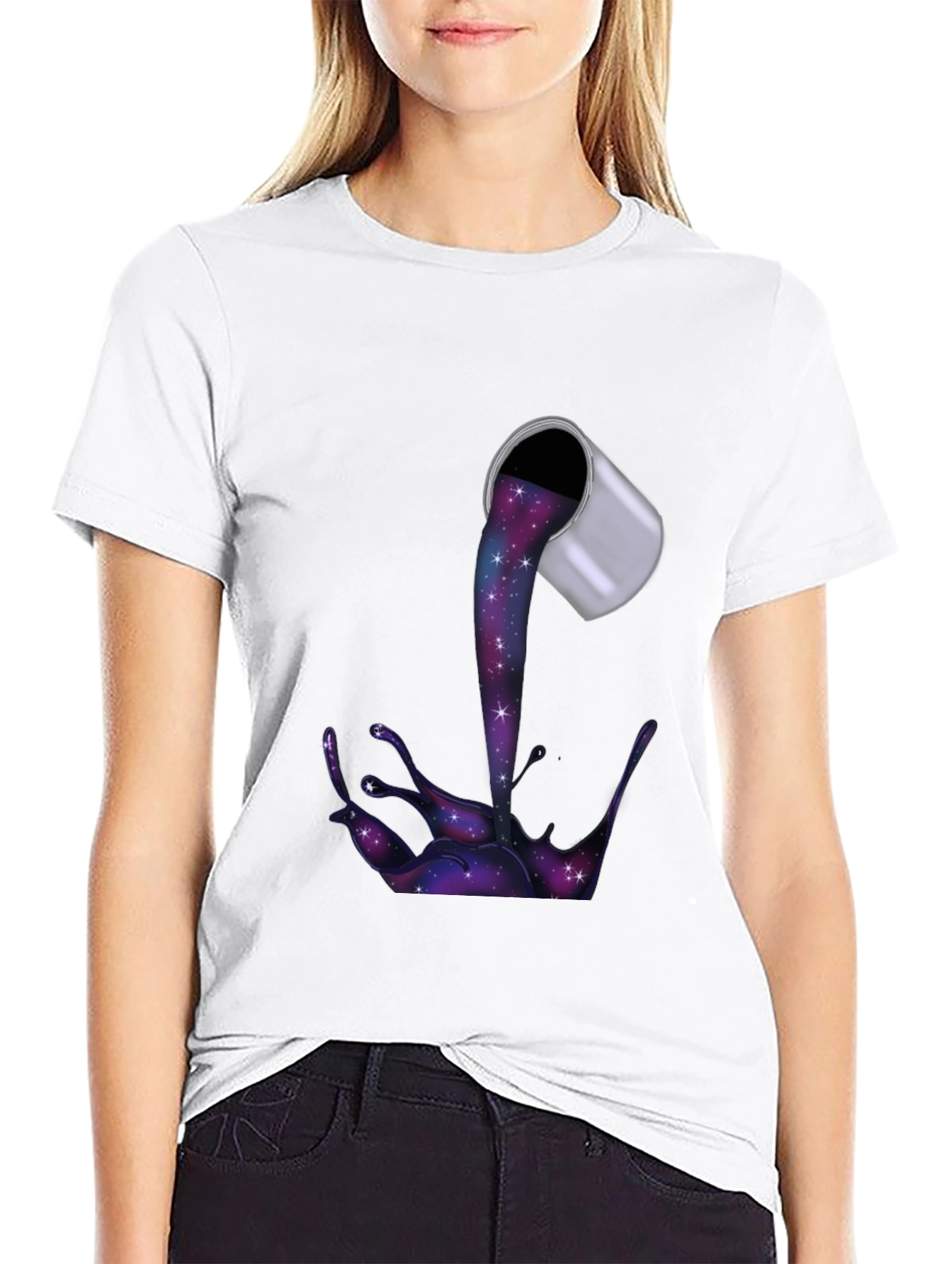 Black Galaxy Paint Pour Men's T-Shirt view 9