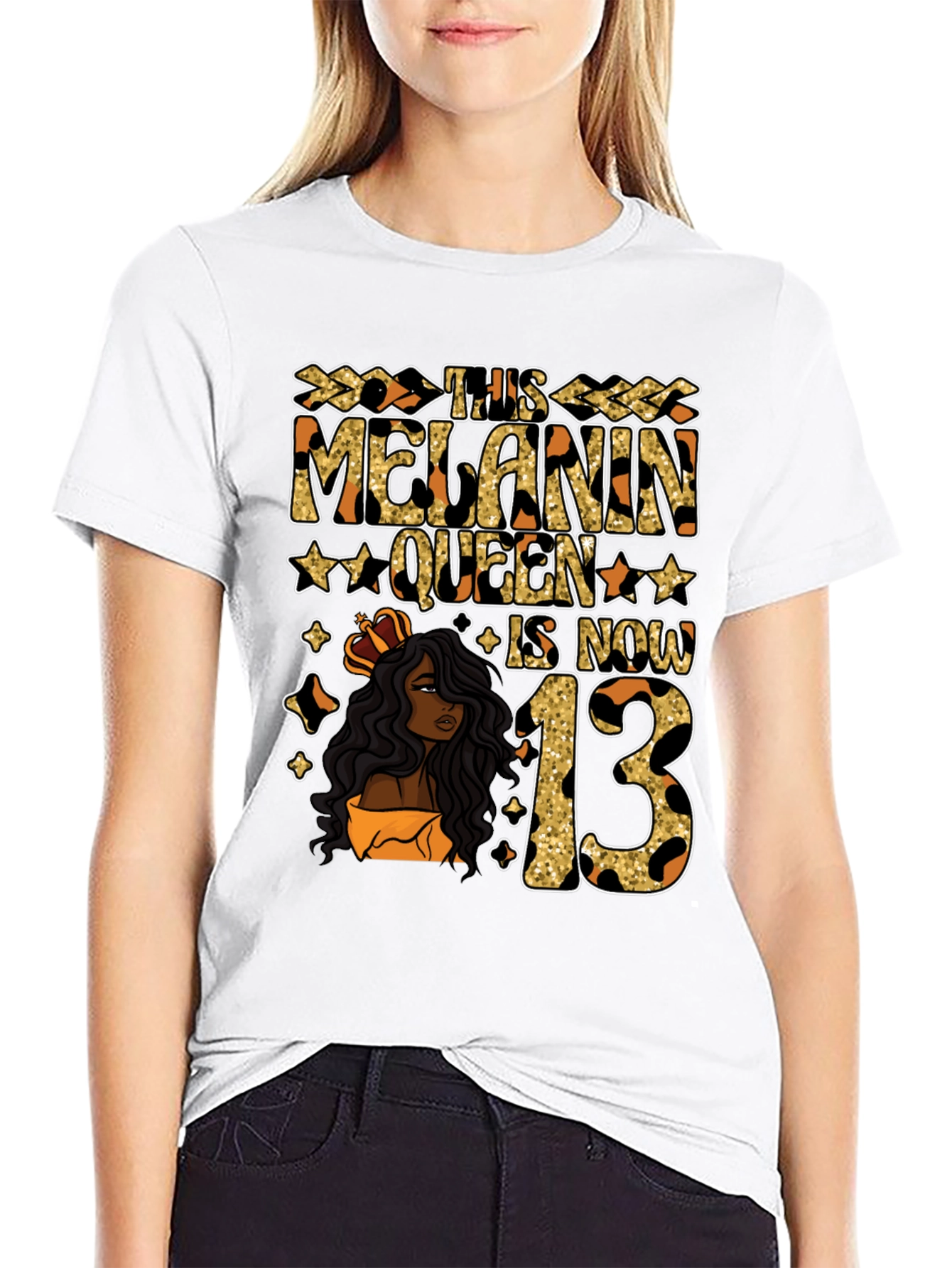Black Melanin Queen 13th Birthday T-Shirt view 9