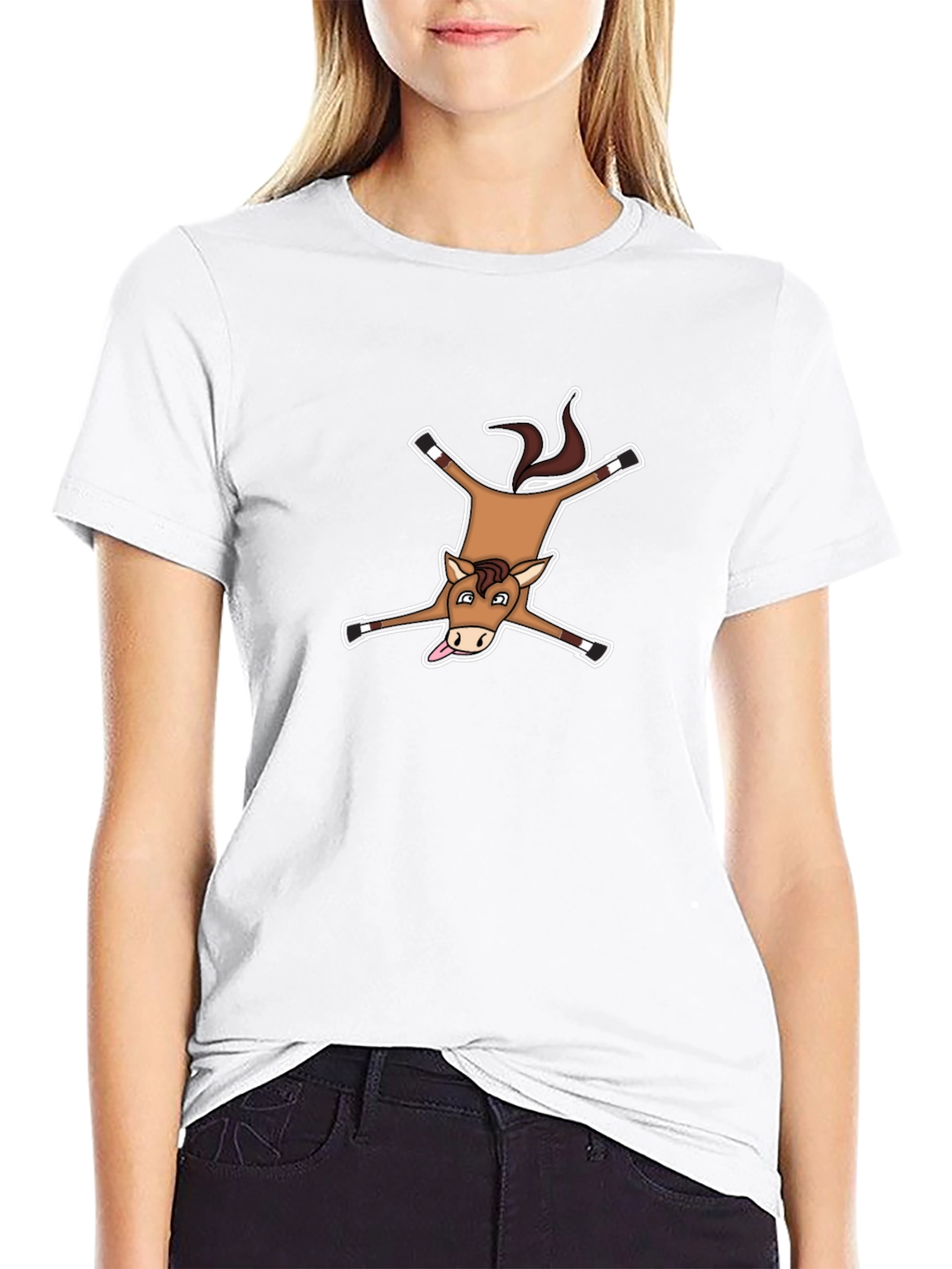 Black Funny Dead Horse Cartoon T-Shirt view 9