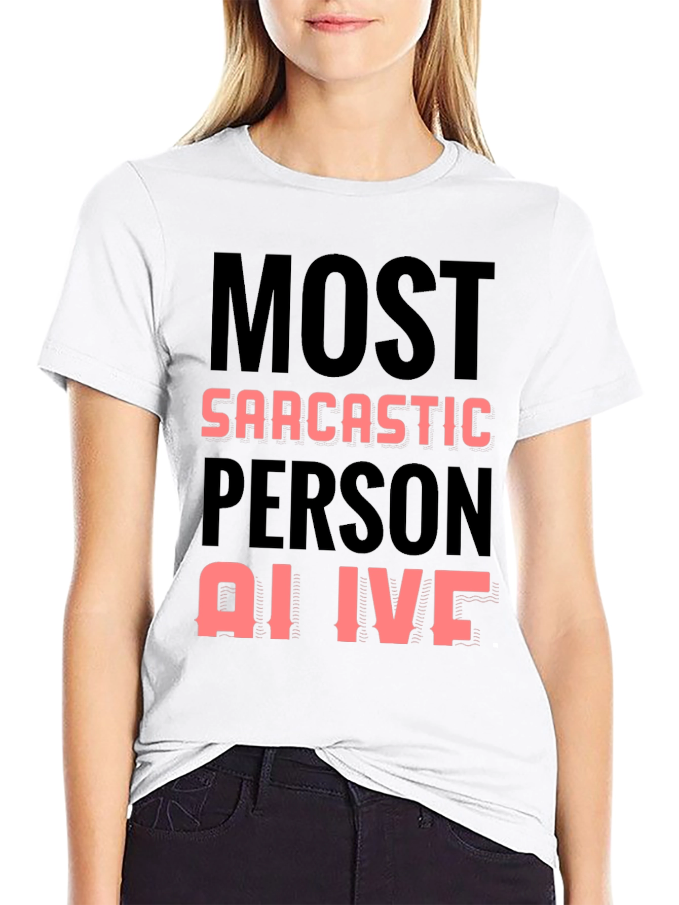 Black Sarcastic Person Alive Novelty T-Shirt view 9