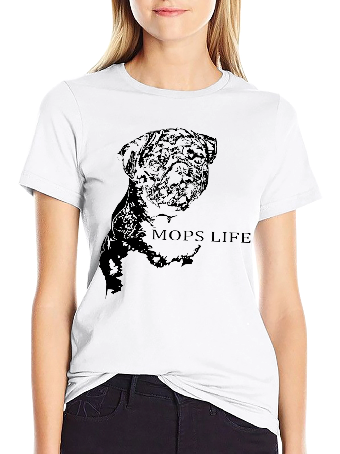 Black Men's Black Pug Life Graphic T-Shirt view 9