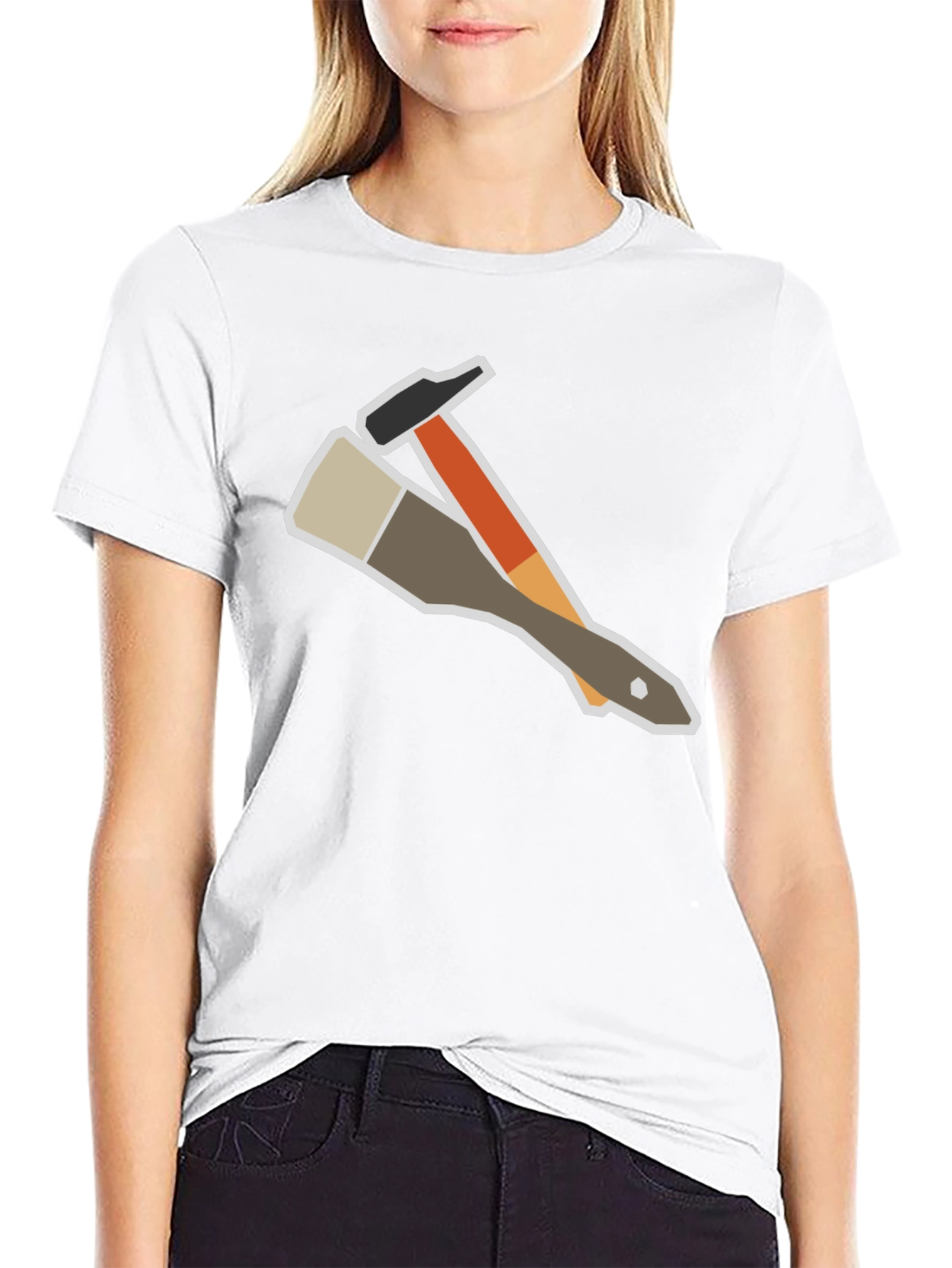 Black Painter's Tee: Hammer & Brush Graphic T-Shirt view 9