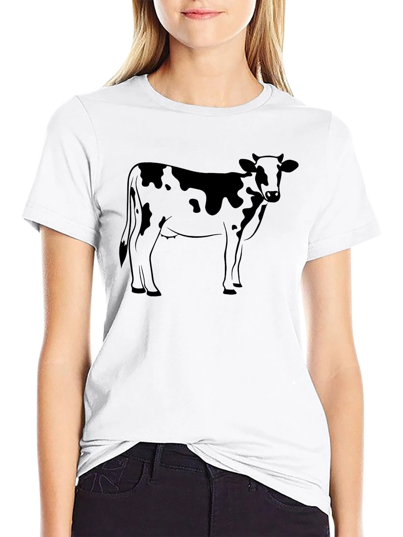 Black Cow Graphic T-Shirt - Black Crew Neck Tee view 9