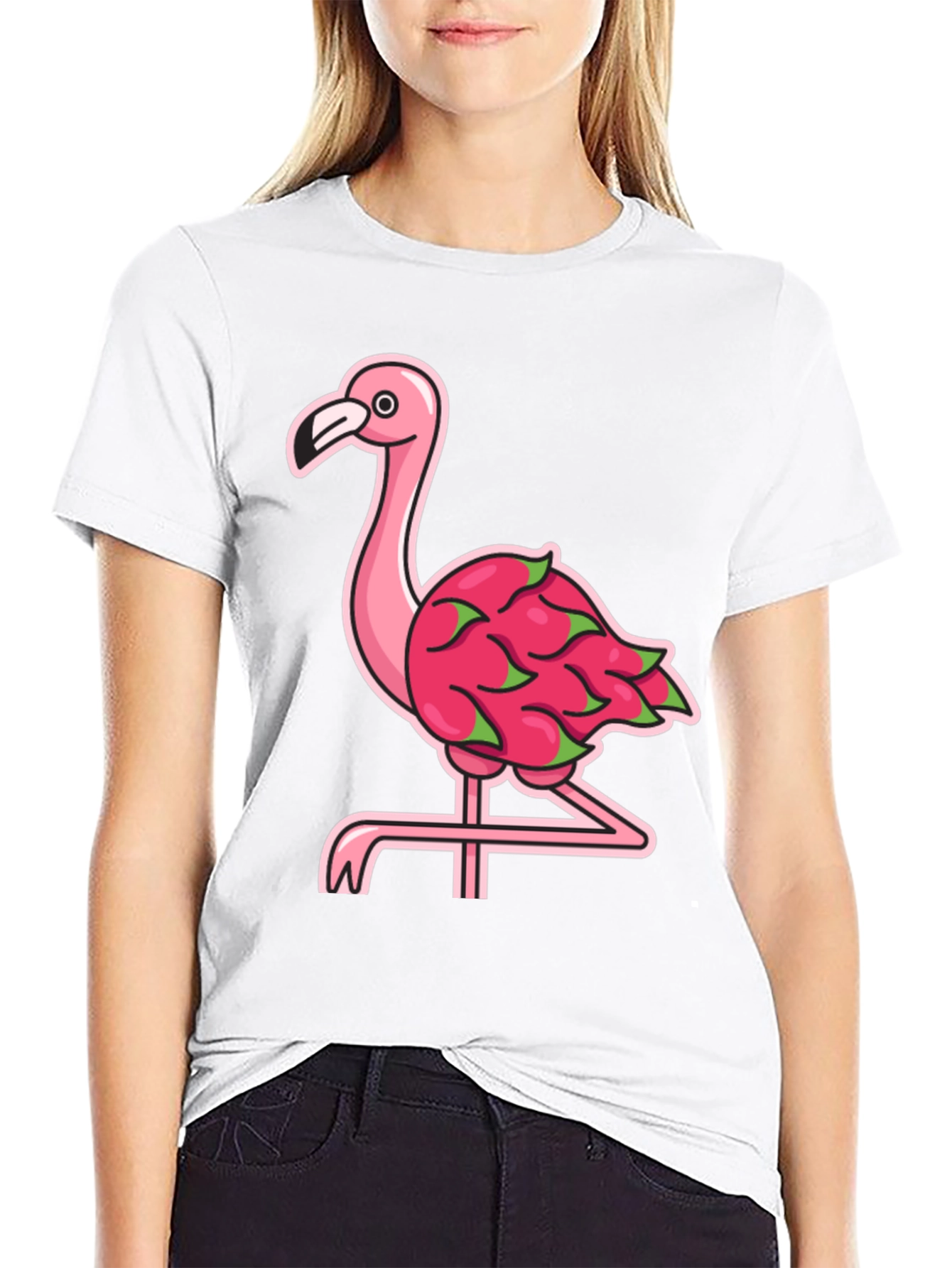 Black Flamingo Dragon Fruit Graphic Tee view 9
