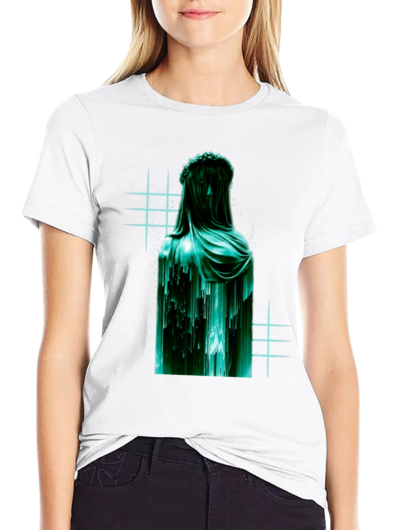 Black Veiled Statue Graphic T-Shirt - Modern Art Tee view 9