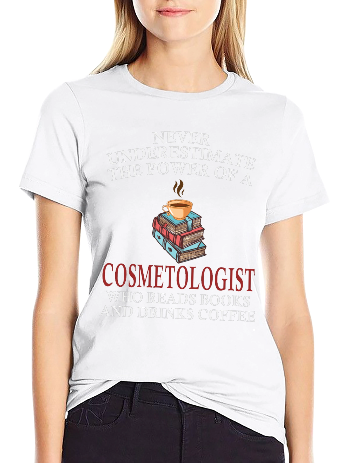 Black Cosmetologist Coffee & Books T-Shirt view 9