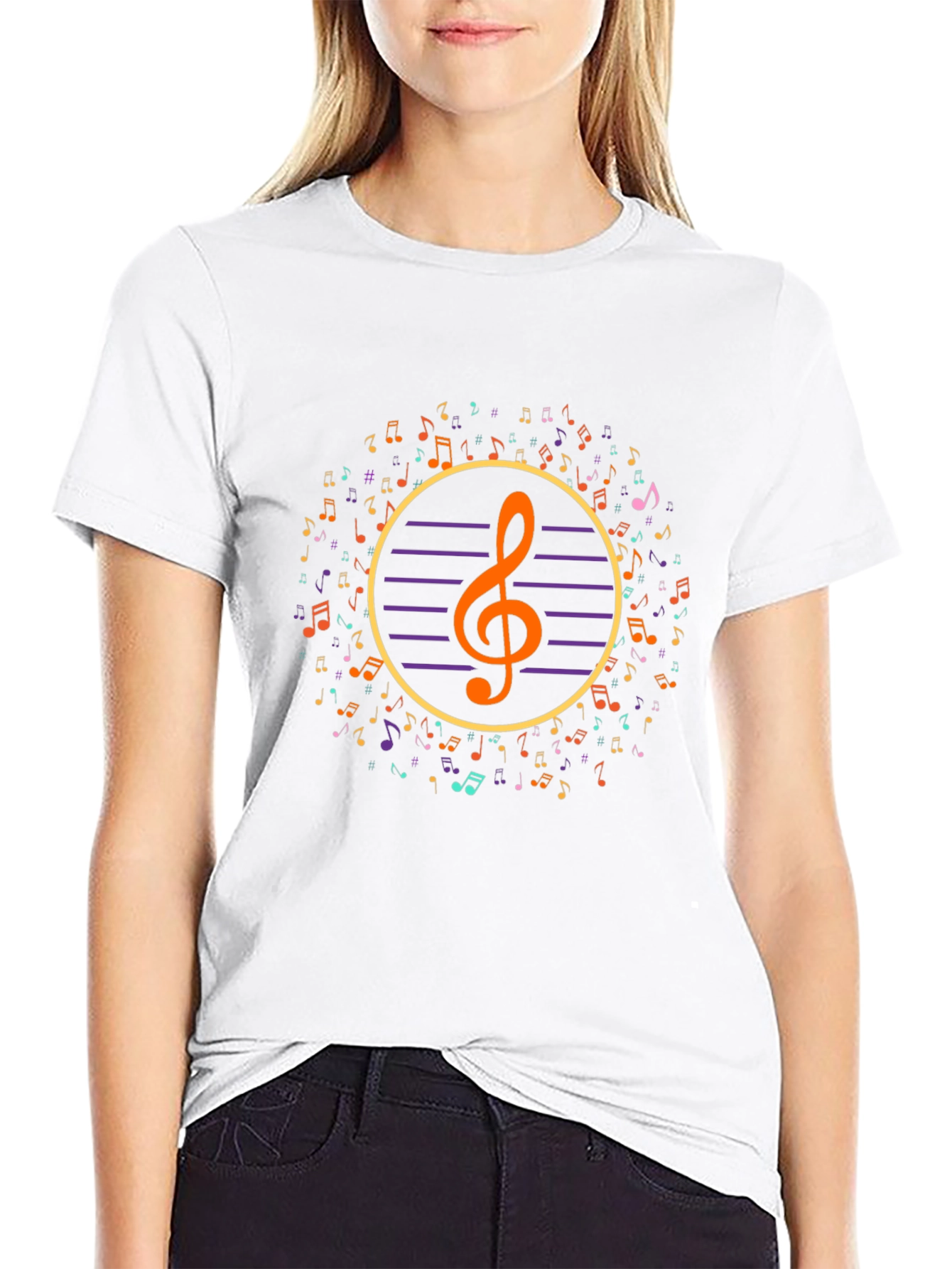 Black Musical Notes Graphic T-Shirt view 9