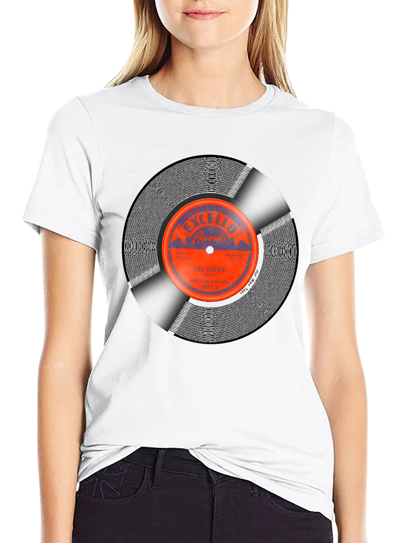Black Vintage Record Graphic Tee - Retro Music Lover T-Shirt view 9