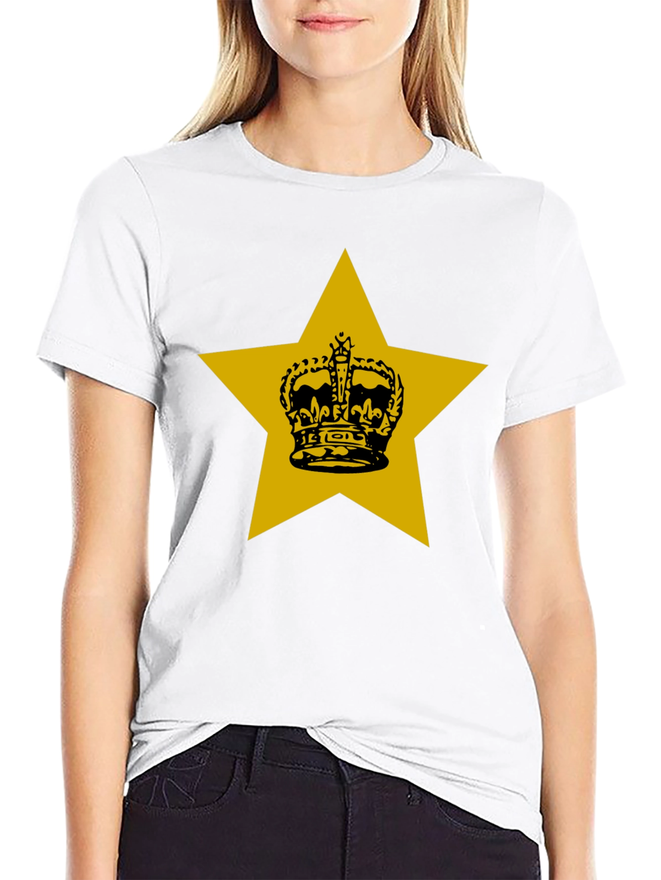 Black Crown Star Graphic Tee - Black Cotton Casual Shirt view 9