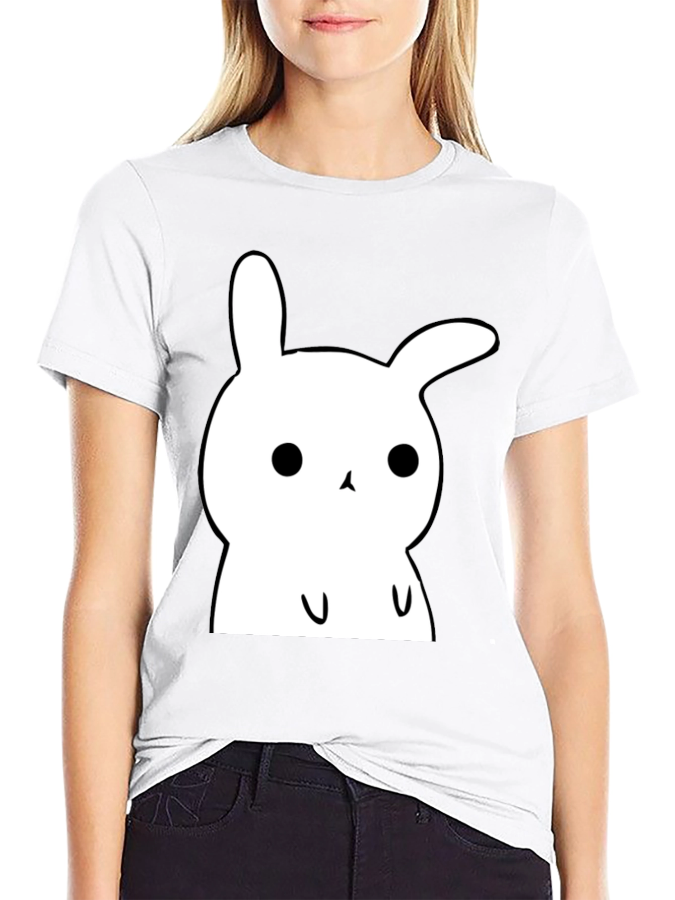 Black Cute Bunny Graphic T-Shirt - Soft Cotton Tee view 9