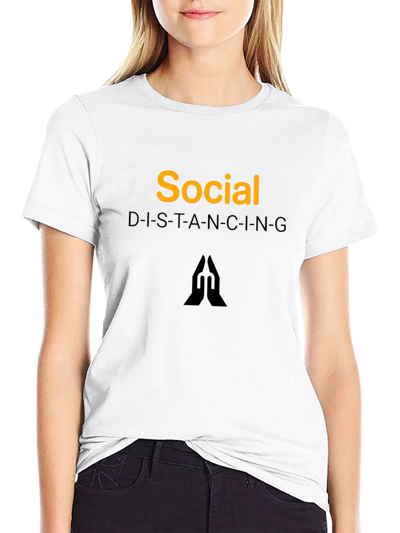 Black Social Distancing Graphic Tee - Black Crew Neck view 9