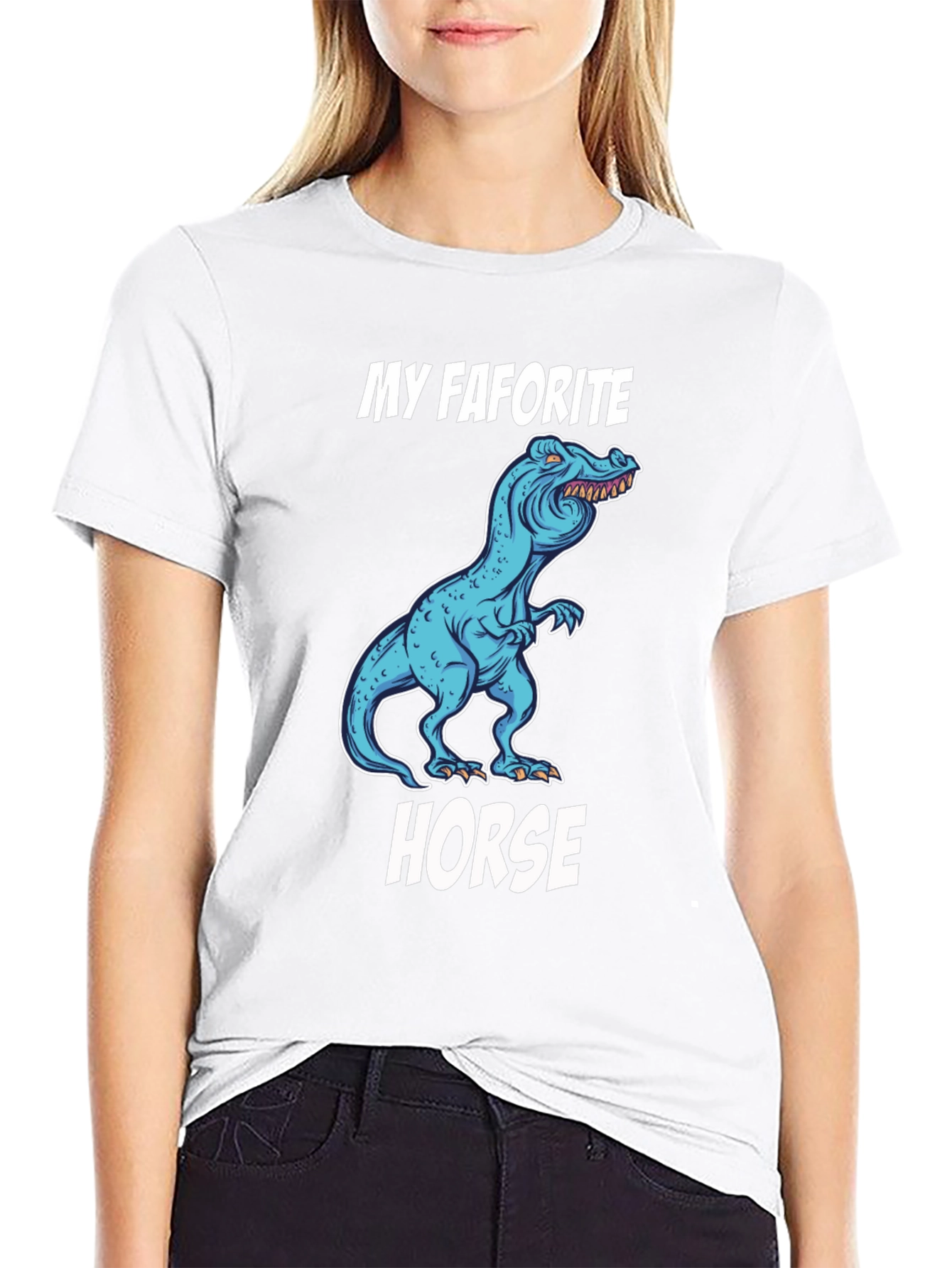 Black My Favorite Horse Dinosaur T-Shirt view 9