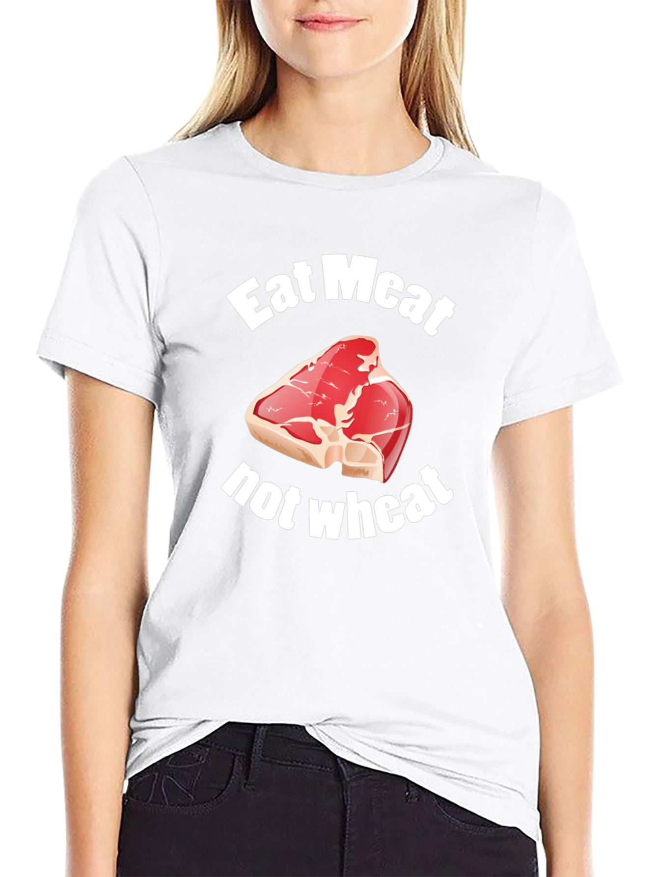 Black Eat Meat Not Wheat Funny T-Shirt view 9