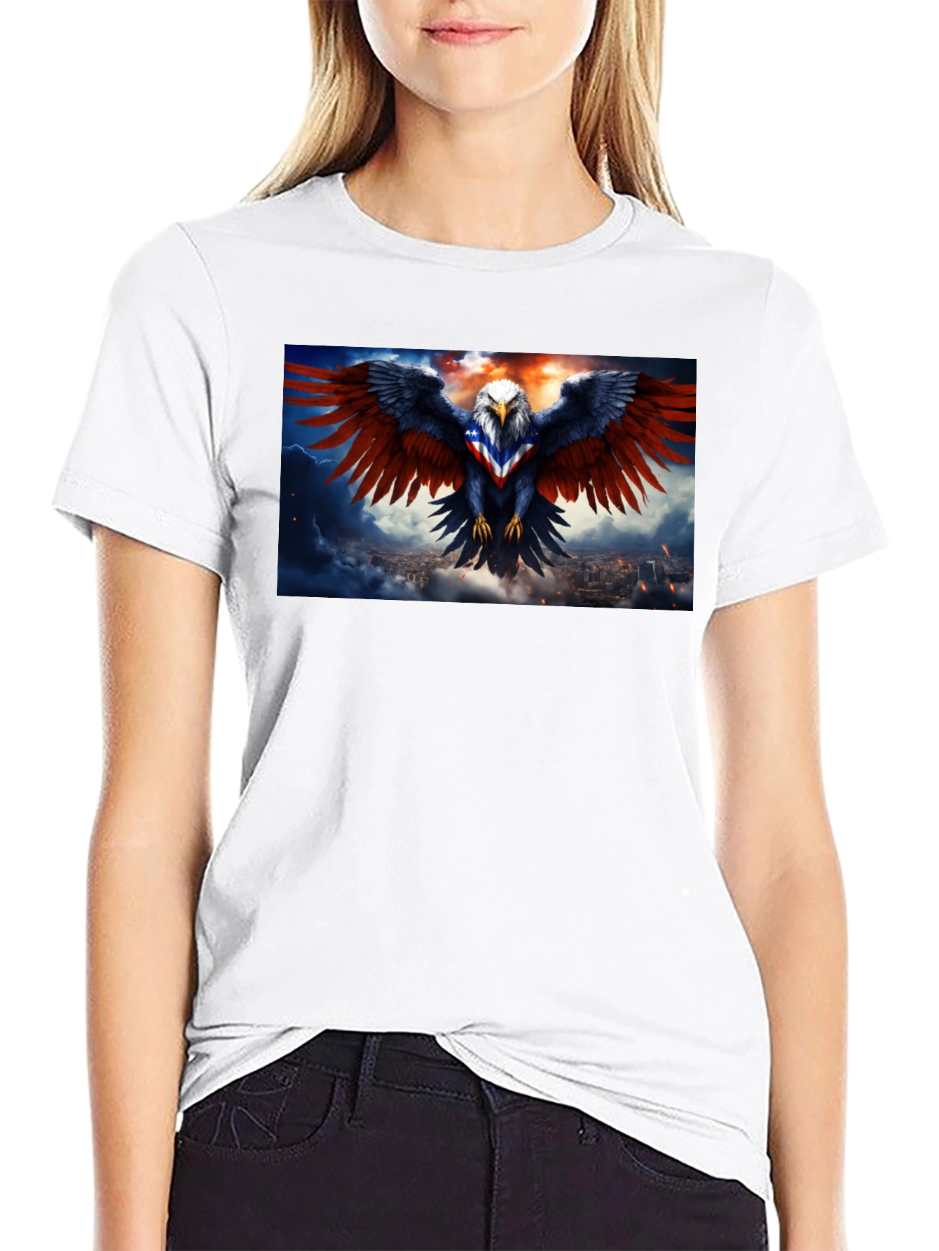 Black American Eagle Graphic T-Shirt - Patriotic Design view 9