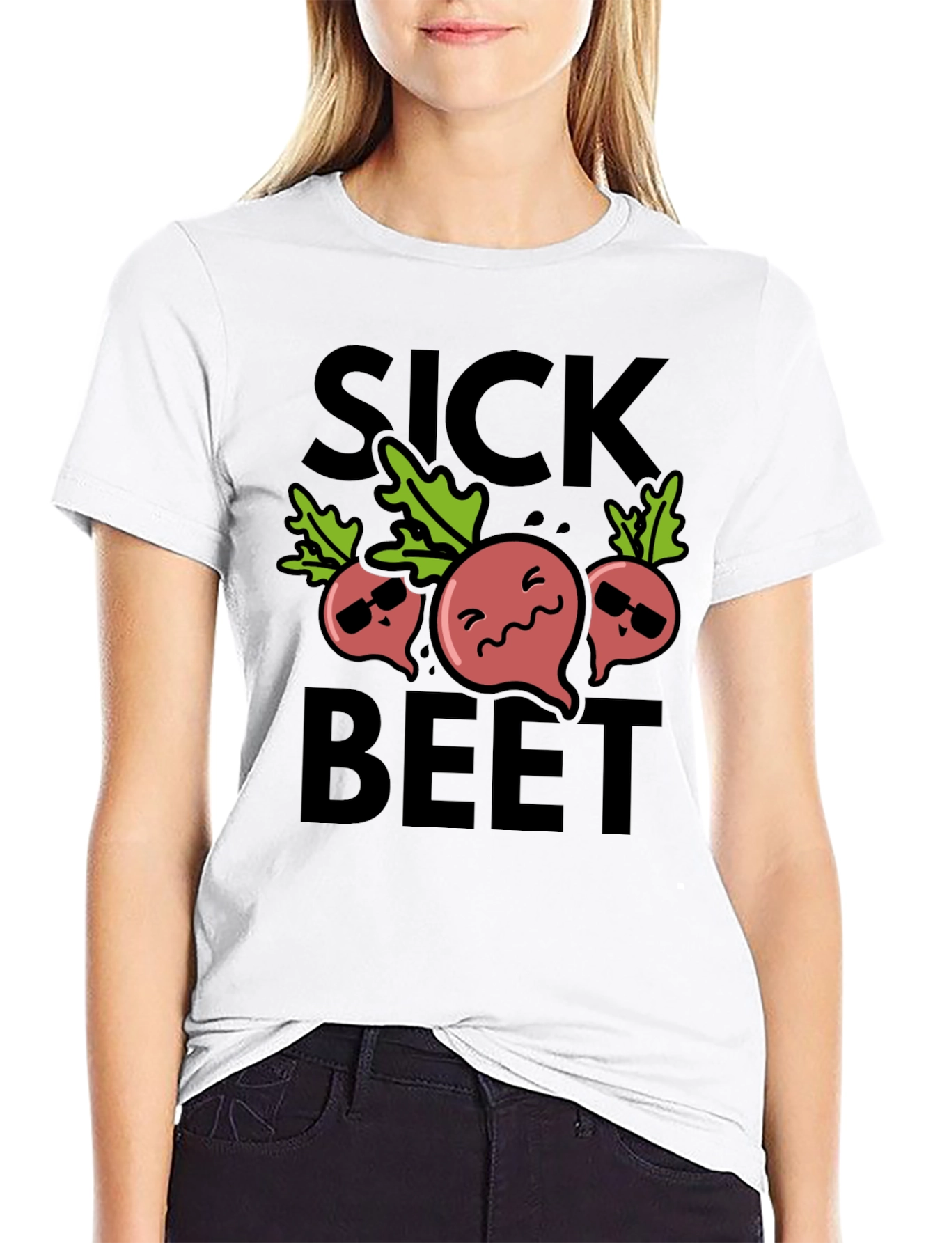 Black Sick Beet Funny Graphic T-Shirt view 9