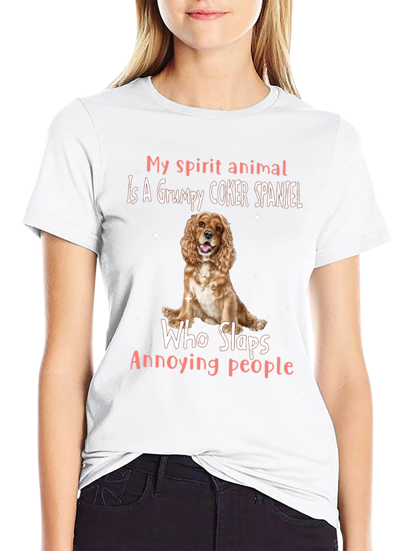 Black Grumpy Cocker Spaniel Spirit Animal Tee view 9