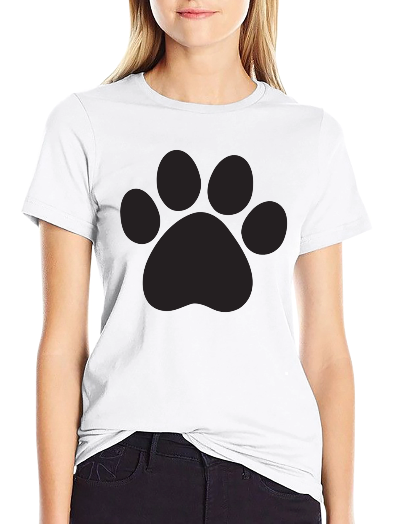 Black Black Paw Print Graphic T-Shirt view 9