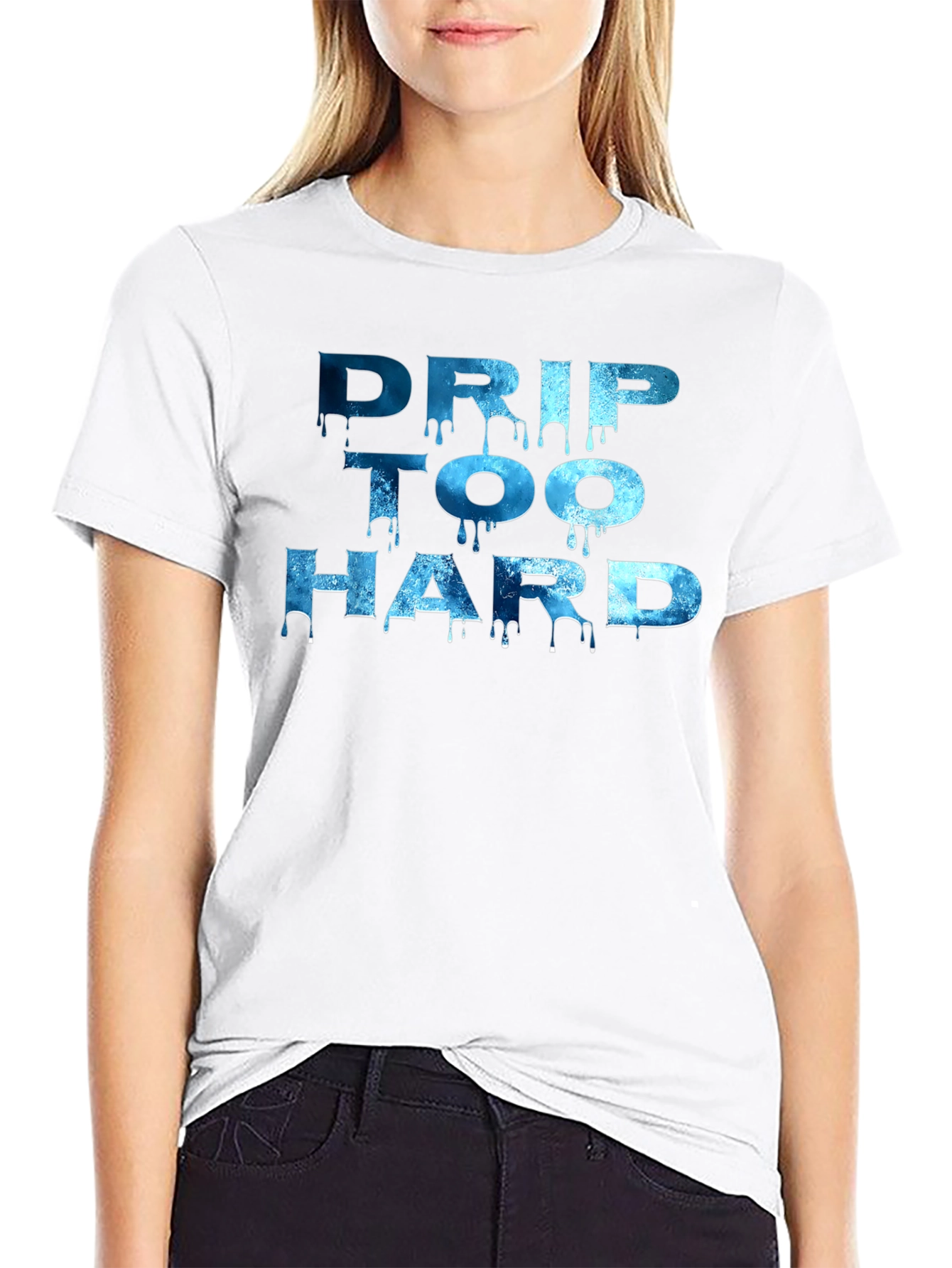 Black Drip Too Hard Graphic T-Shirt - Black view 9
