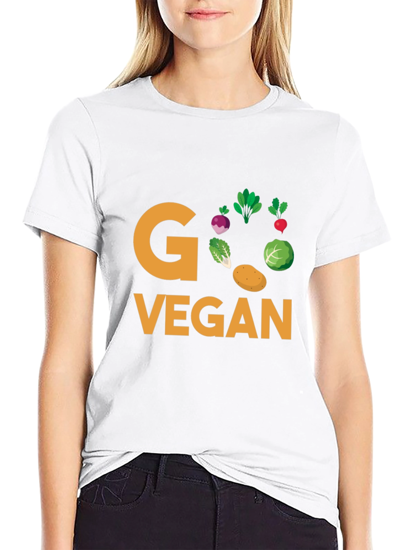 Black Go Vegan T-Shirt - Black Cotton Tee view 9