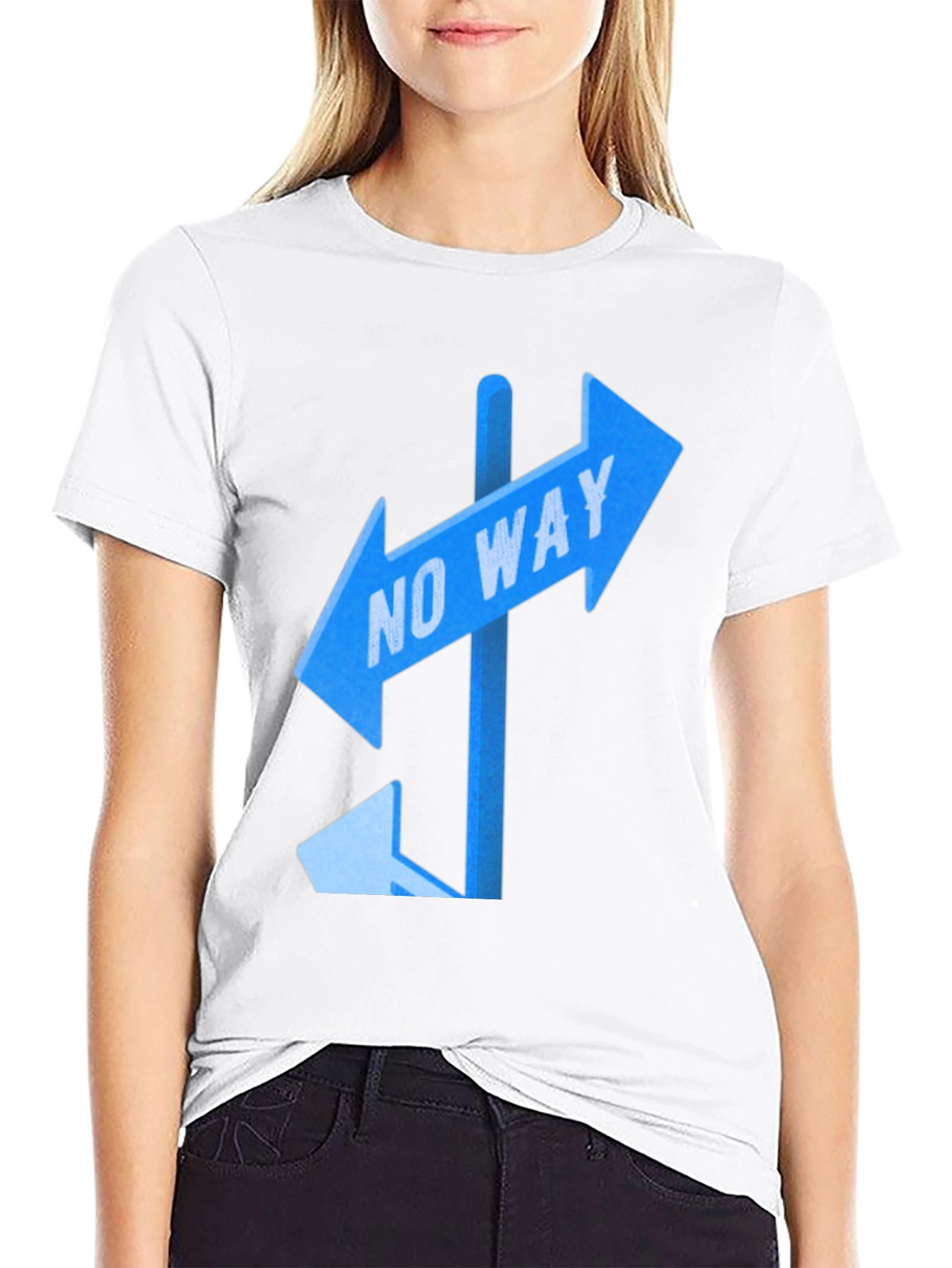 Black No Way Sign Graphic Tee - Black Casual T-Shirt view 9