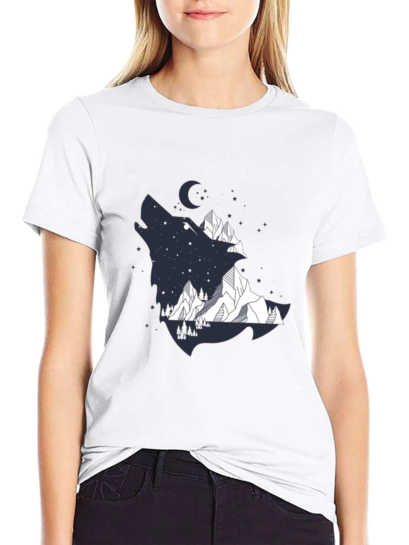 Black Wolf Mountain Graphic Tee - Men's Black T-Shirt view 9