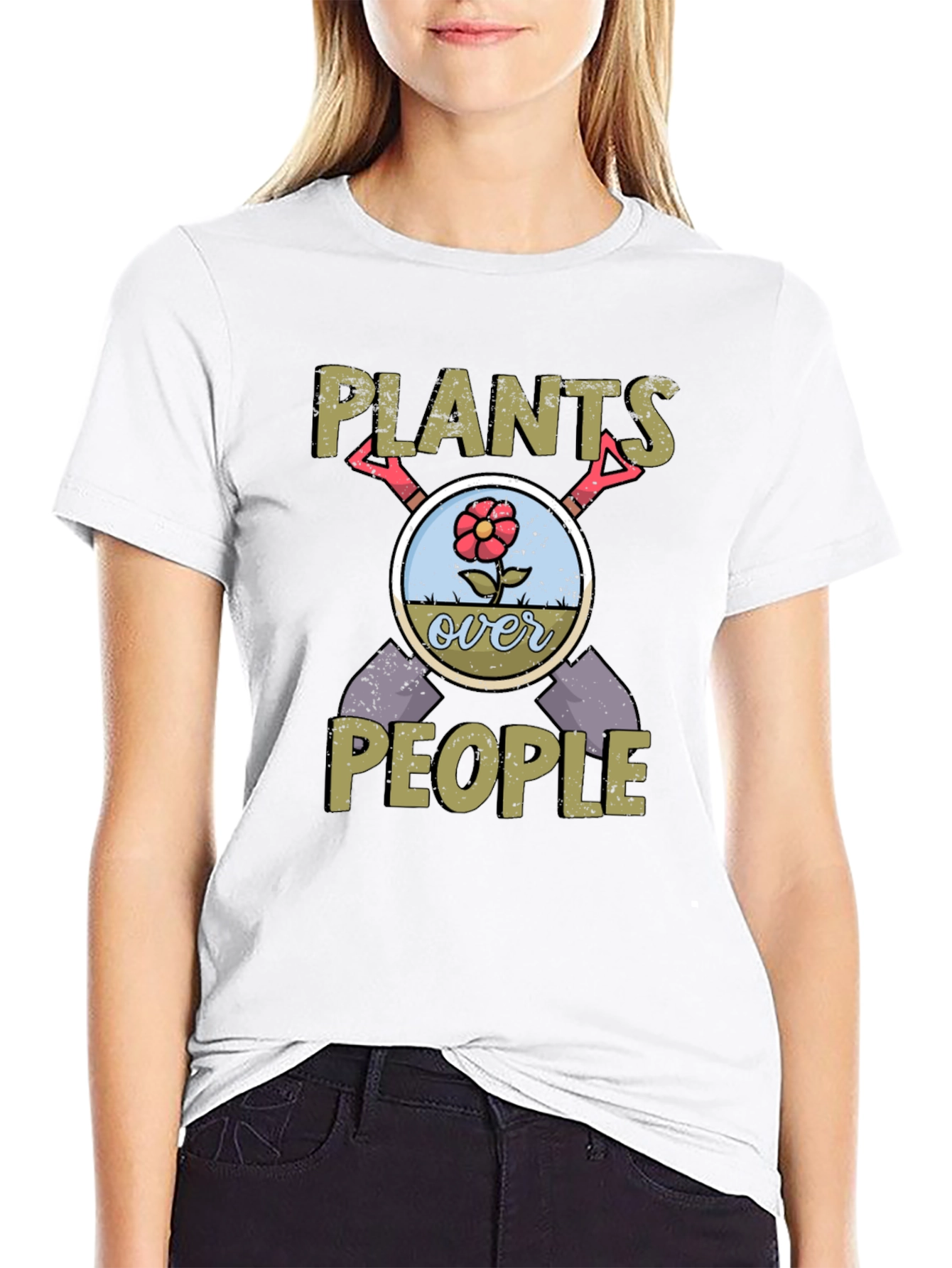 Black Plants Over People Graphic Tee - Gardening Enthusiast T-Shirt view 9