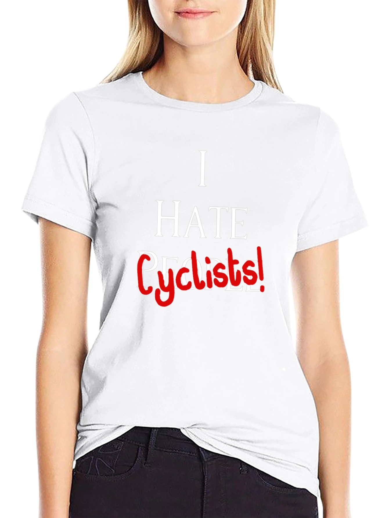 Black I Hate People... Cyclists! Graphic Tee view 9