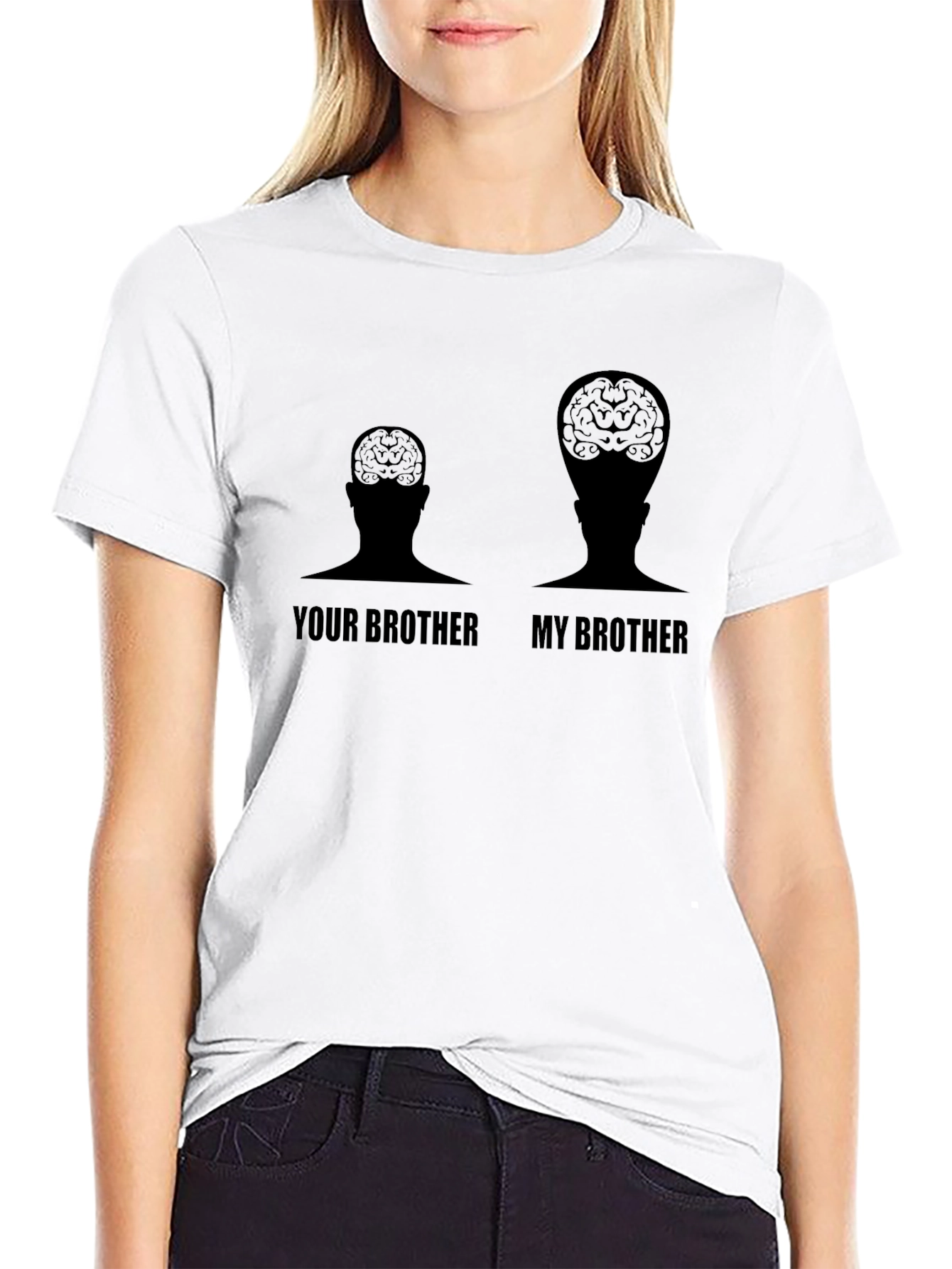 Black Funny Brain Power T-Shirt - "My Brother" view 9
