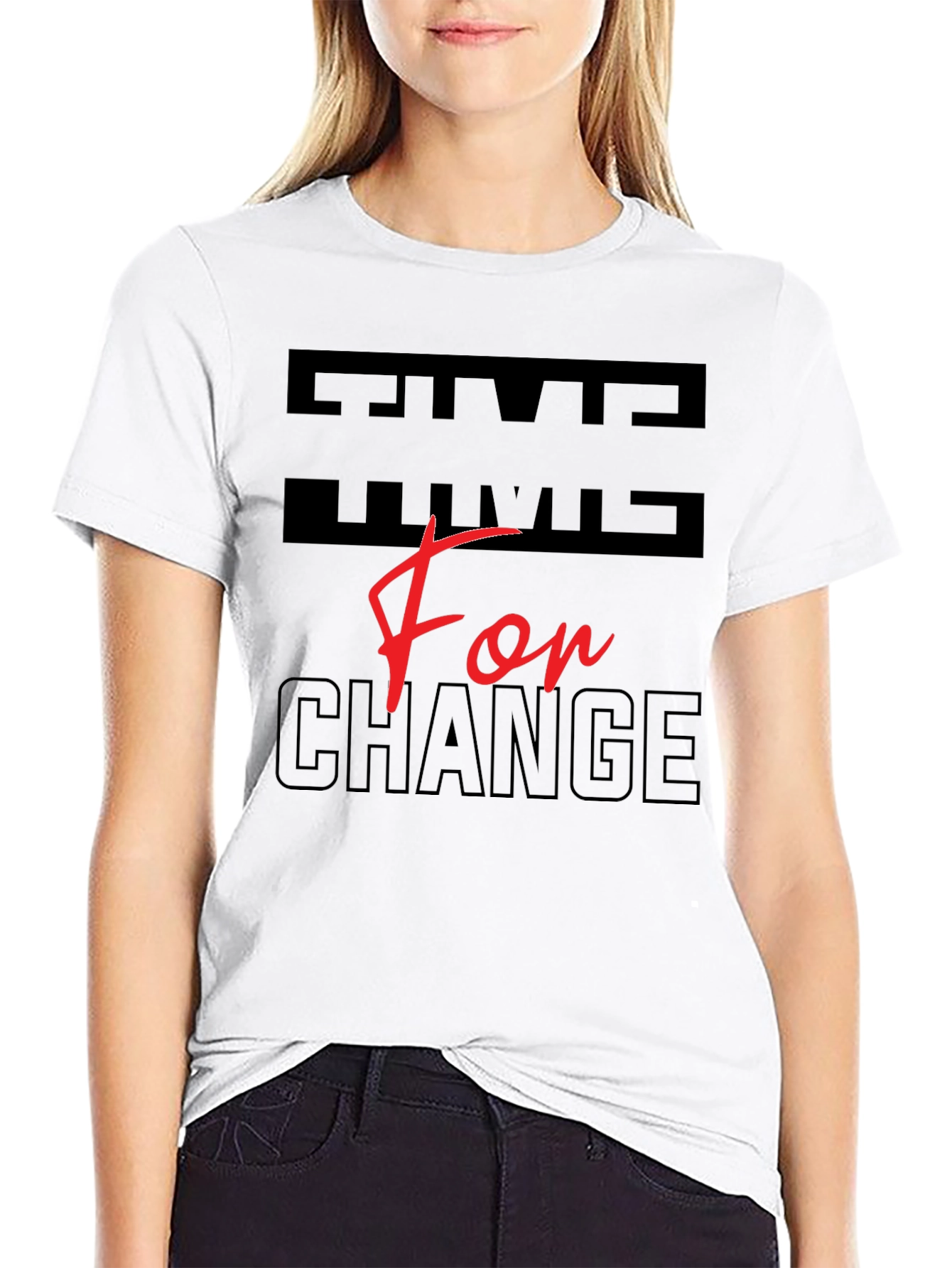 Black Time For Change Graphic T-Shirt view 9