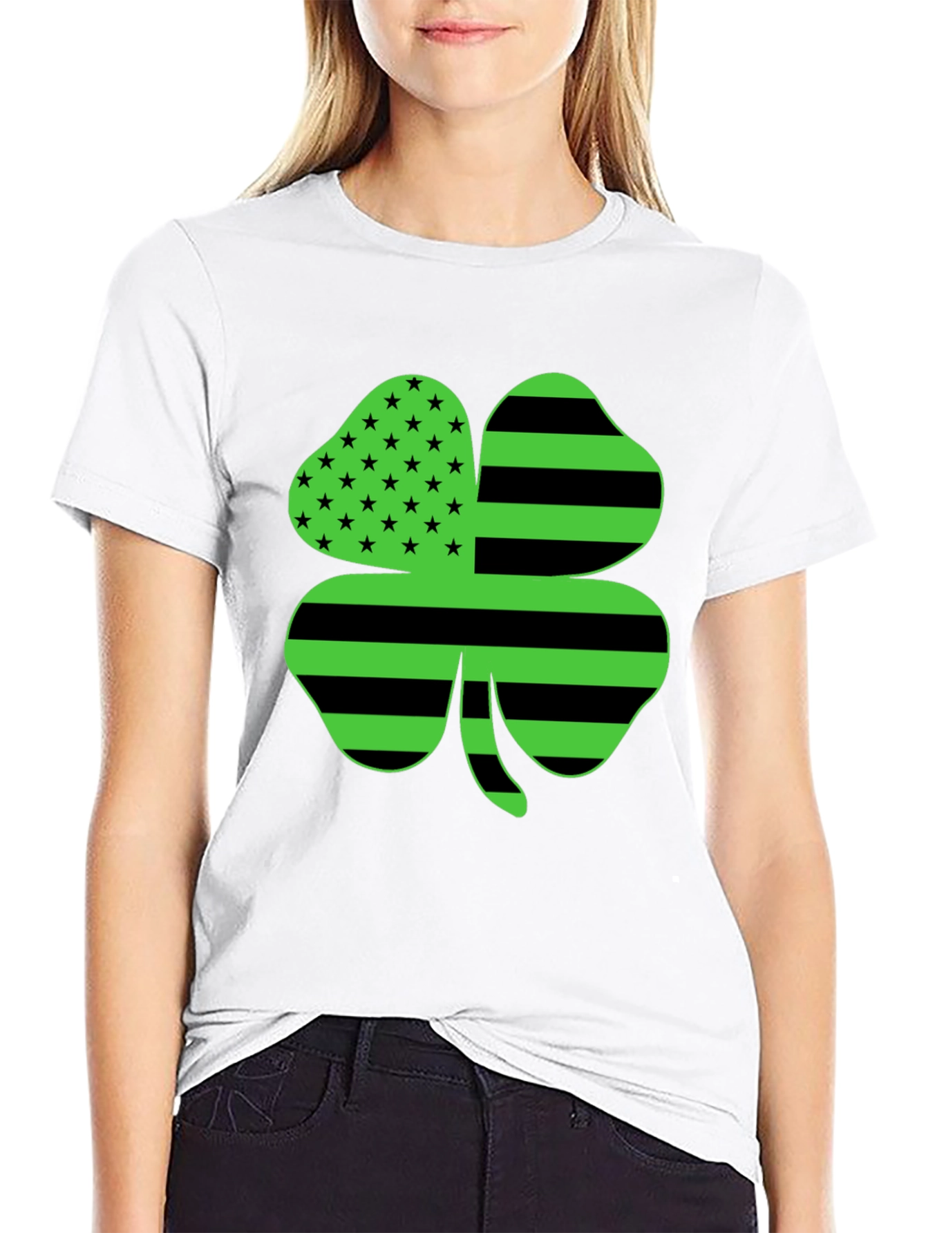 Black St. Patrick's Day Shamrock Novelty Graphic Tee view 9