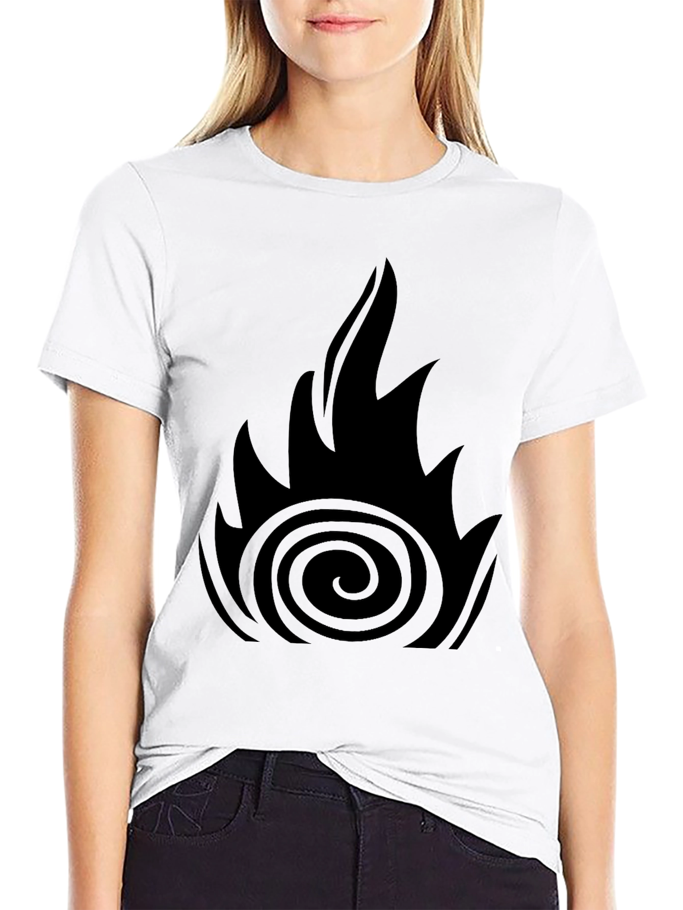 Black Men's Black Graphic Tee - Fire Design view 9