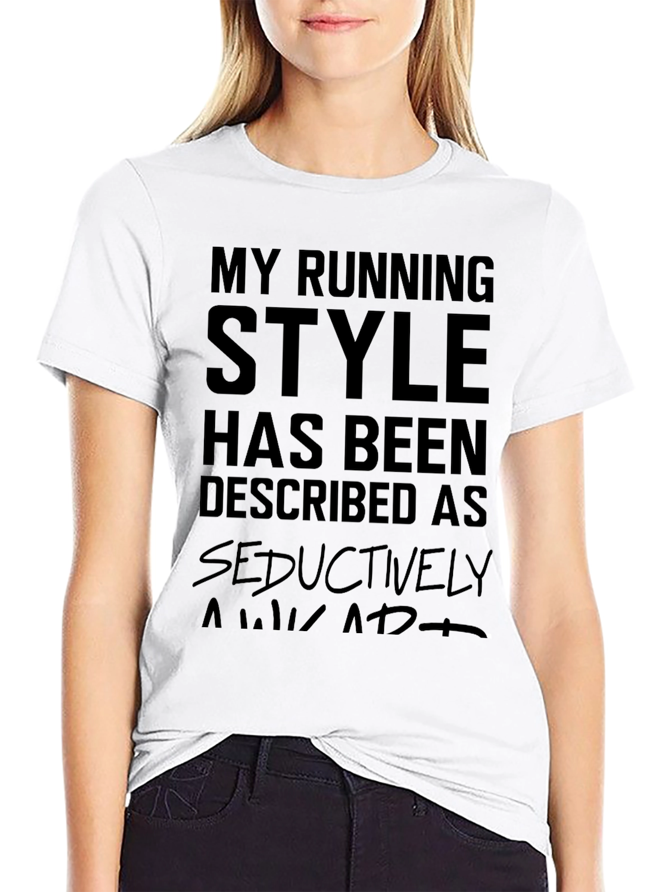Black Seductively Awkward Running Style Graphic Tee view 9
