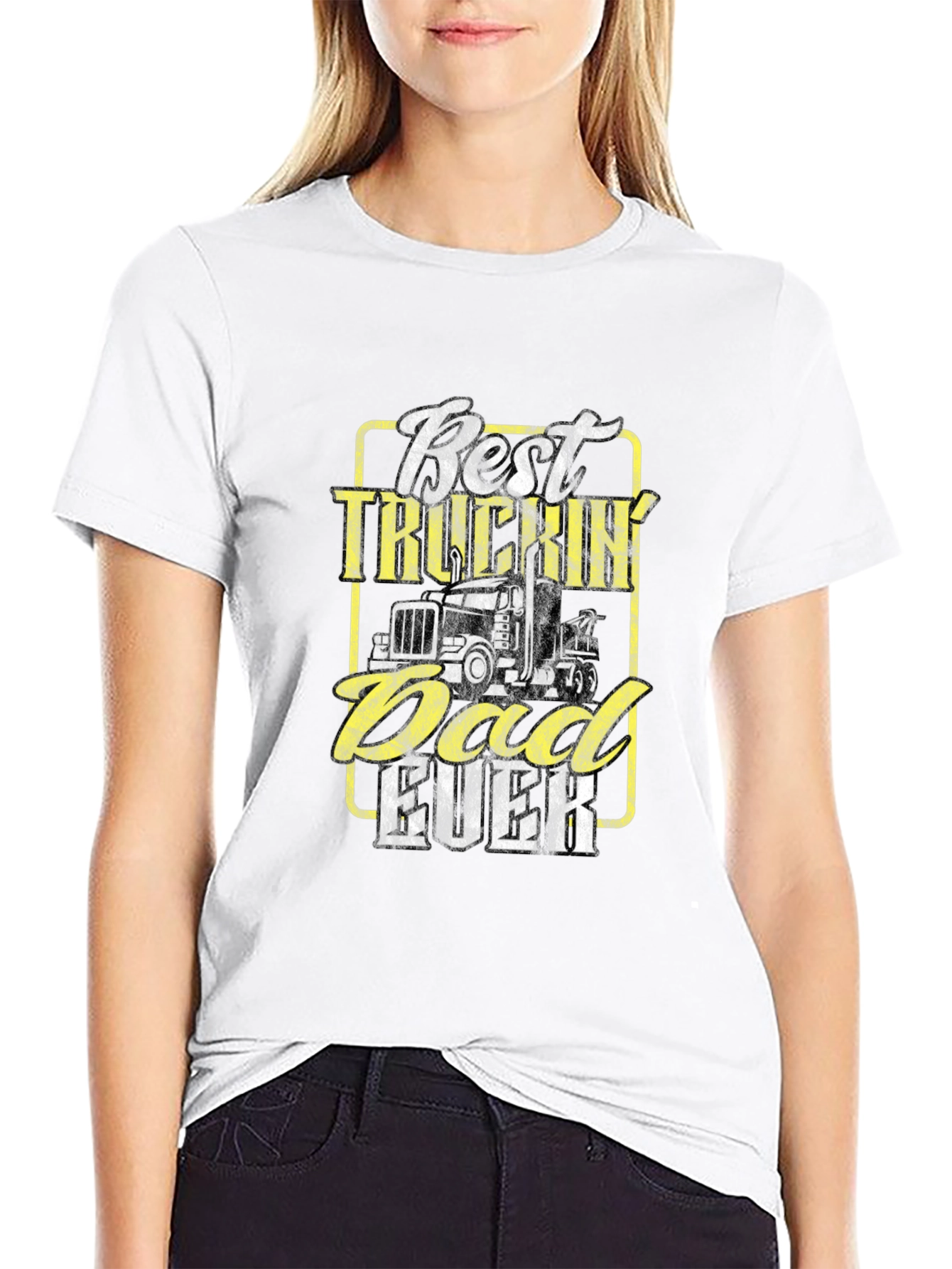 Black Best Truckin' Dad Ever - Novelty T-Shirt view 9