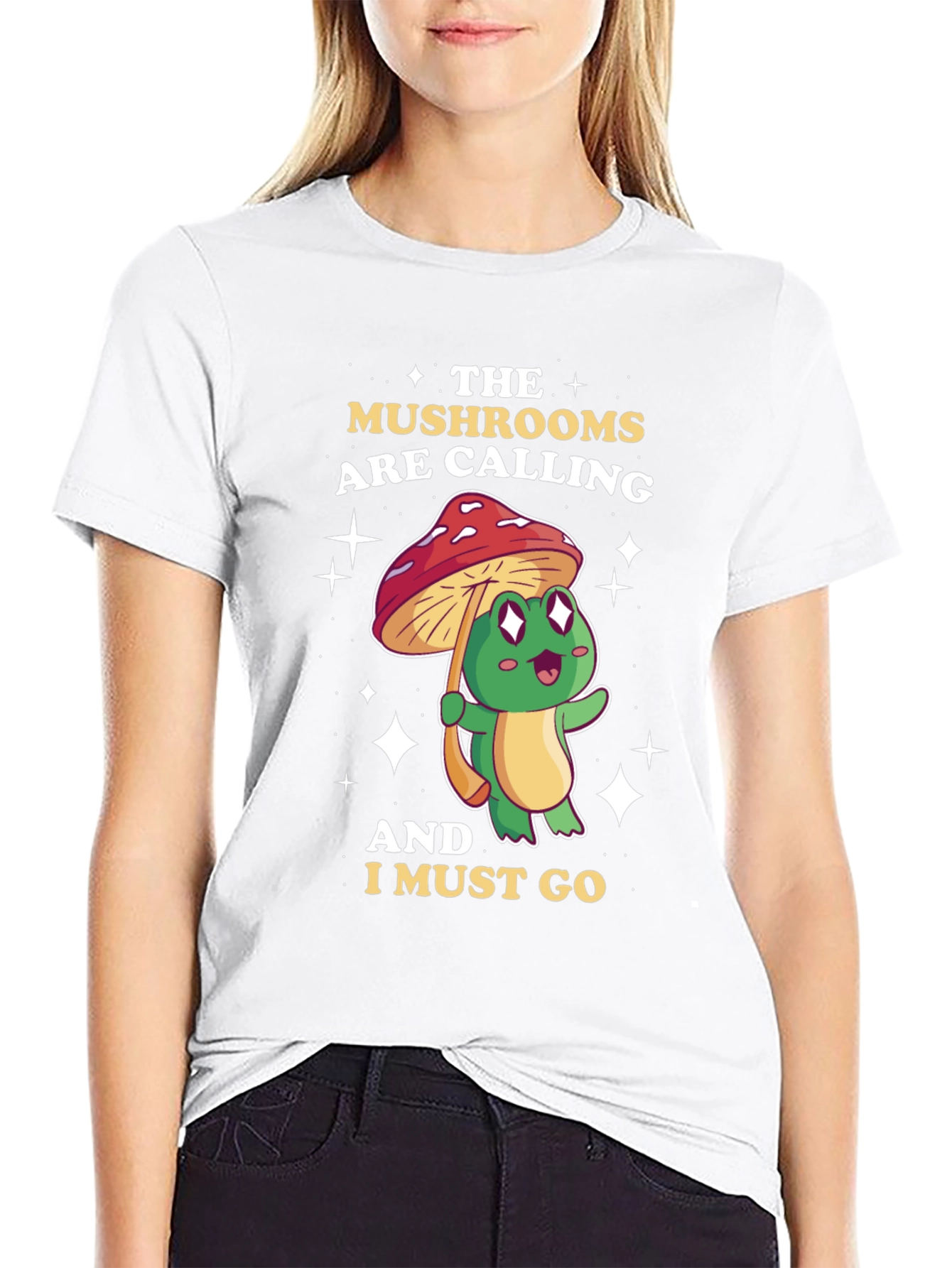Black Mushroom Calling Frog T-Shirt view 9