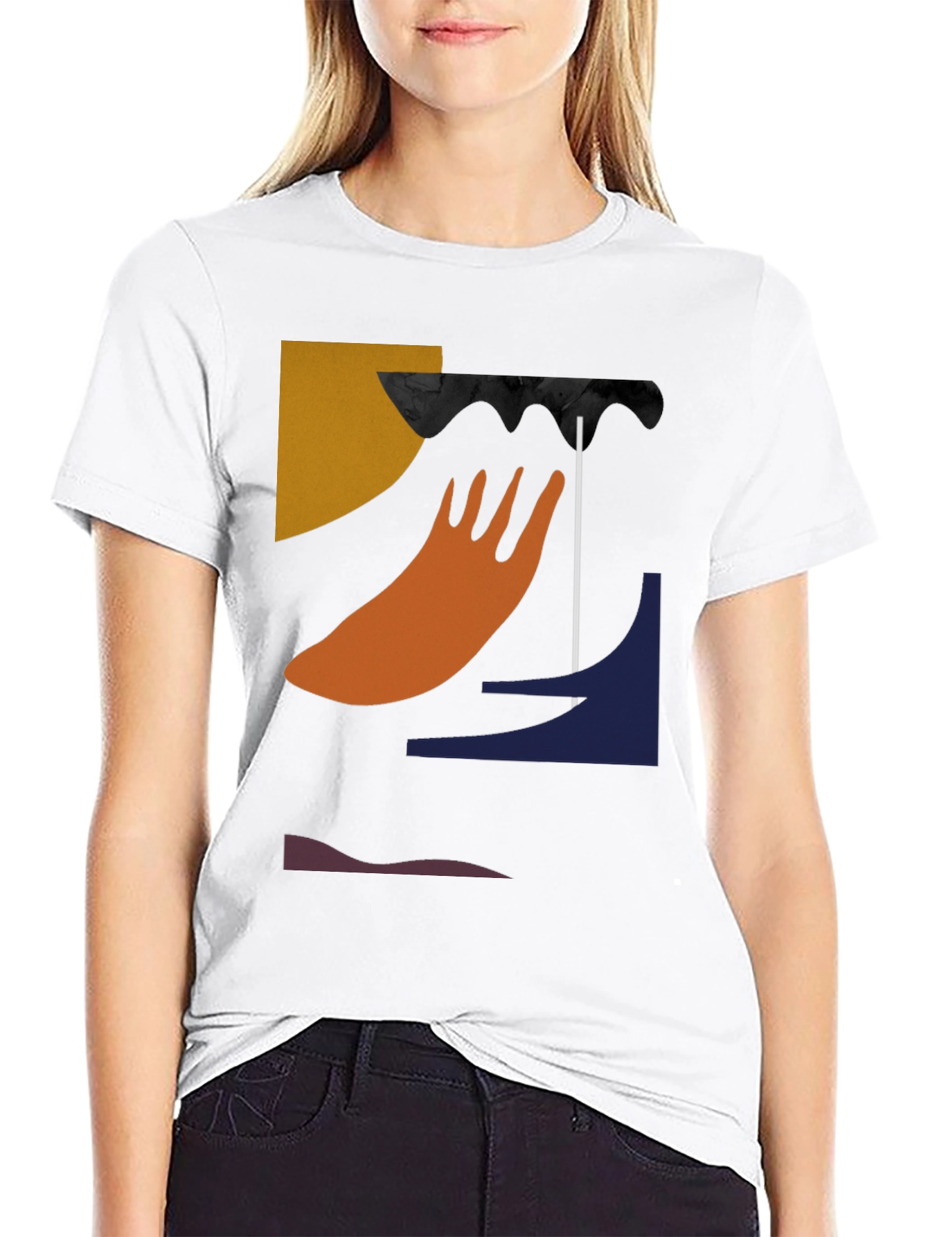 Black Abstract Graphic Black T-Shirt view 9