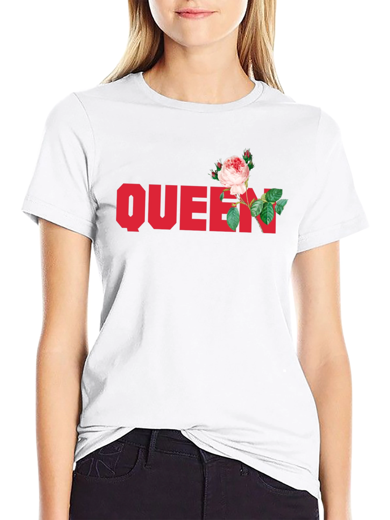 Black Queen Rose Graphic Tee - Stylish Black T-Shirt view 9