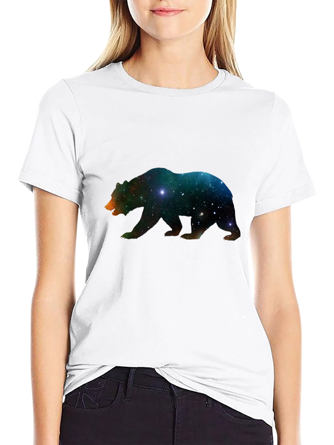 Black Cosmic Bear Graphic Tee - Black Unisex T-Shirt view 9