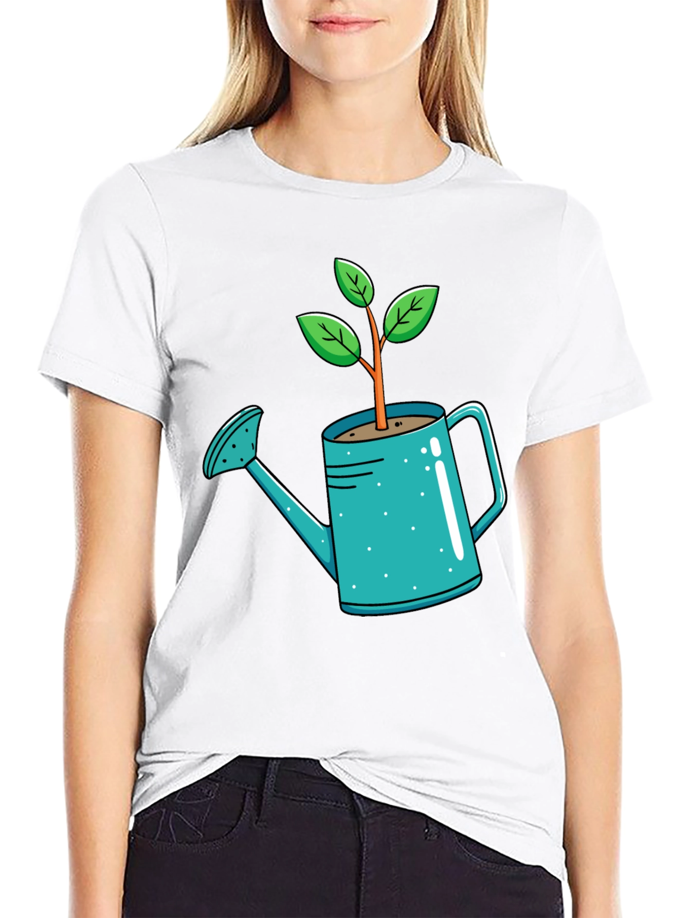 Black Plant Watering Can T-Shirt - Garden Lover Tee view 9