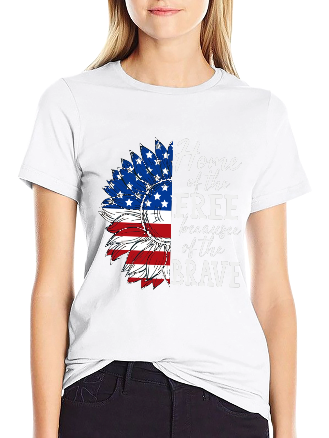 Black Patriotic Sunflower Graphic Tee - Home of the Free view 9