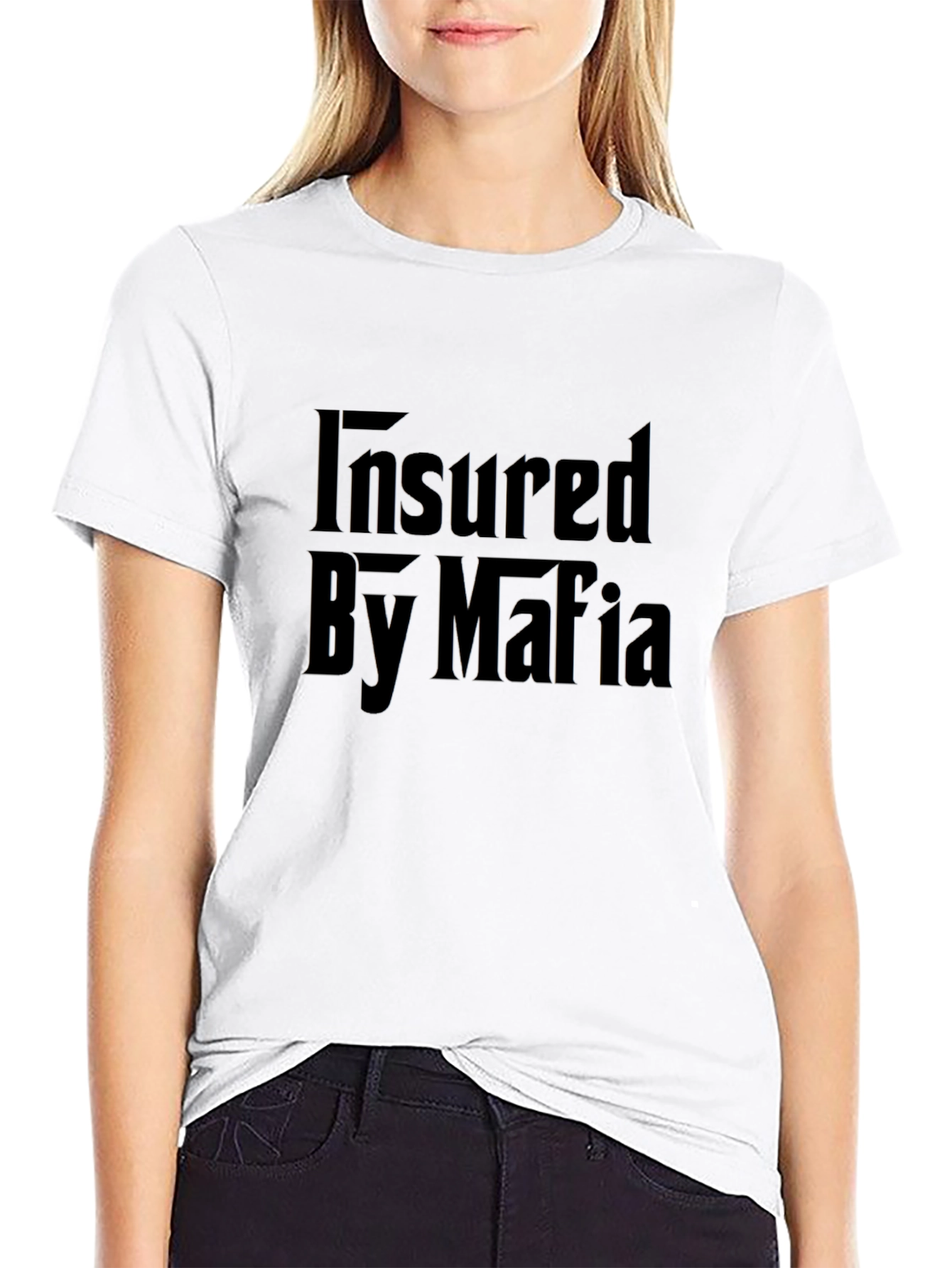 Black Insured By Mafia Graphic T-Shirt - Black view 9