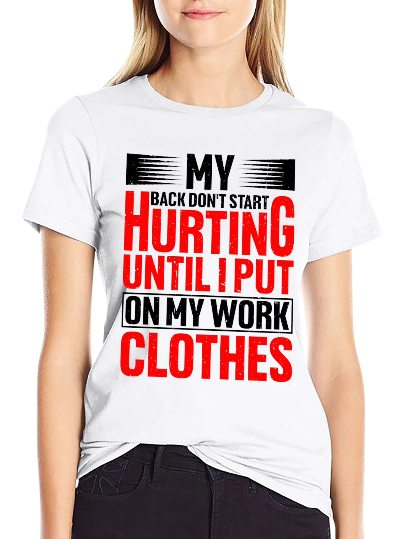 Black Funny Work Clothes Back Pain T-Shirt view 9