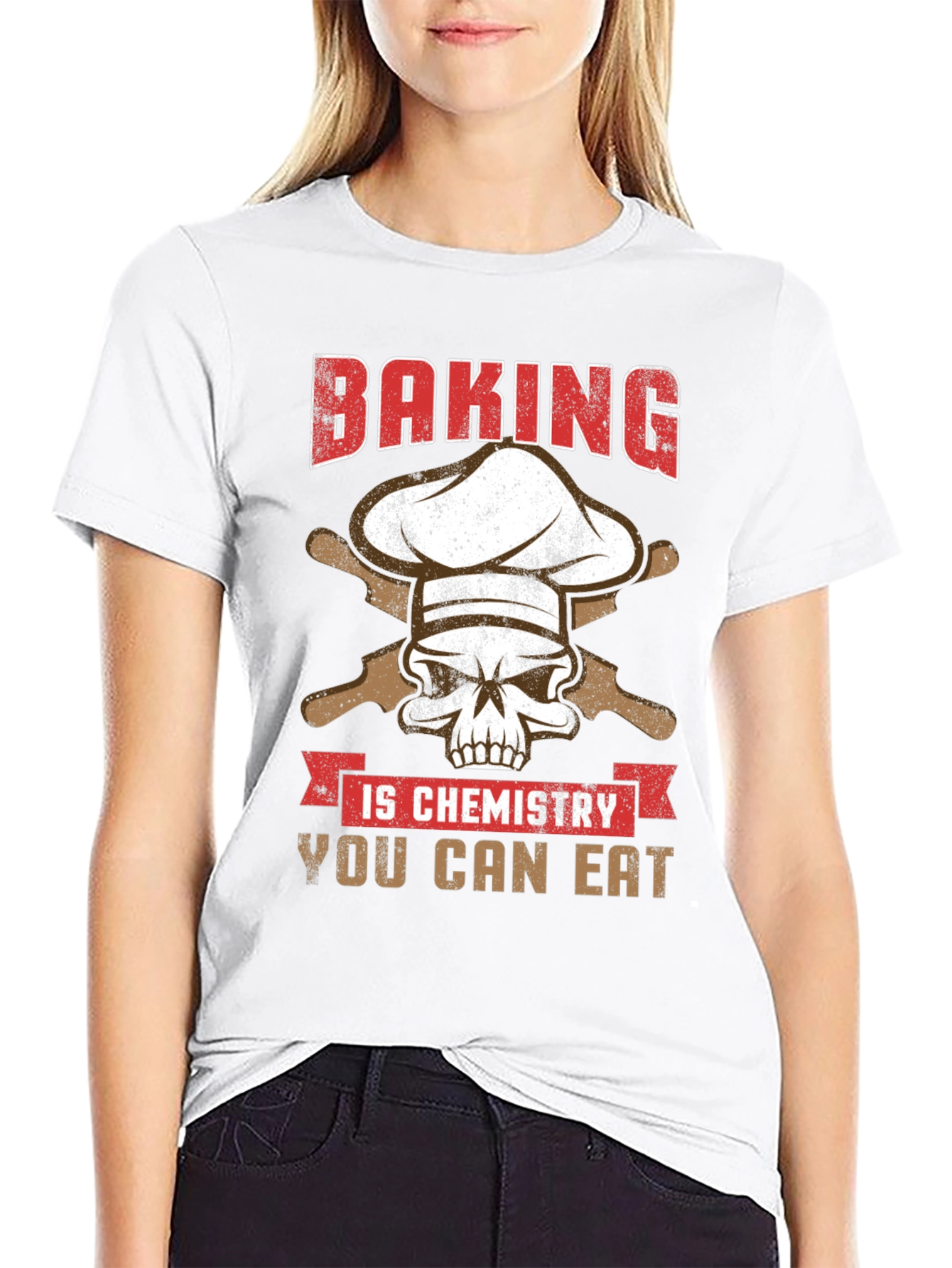 Black Baking is Chemistry Funny Skull T-Shirt view 9