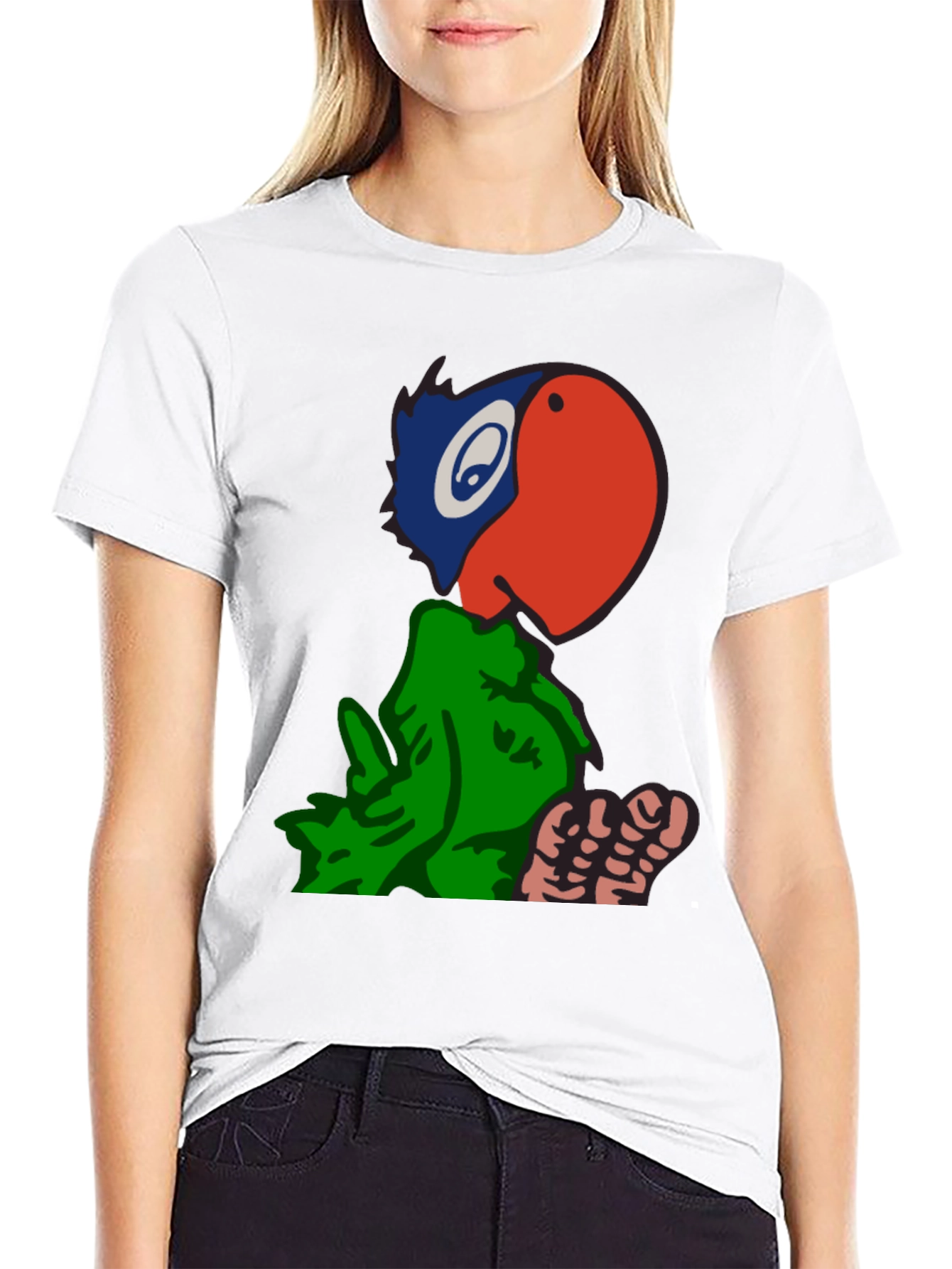 Black Cartoon Parrot Graphic Tee - Black view 9