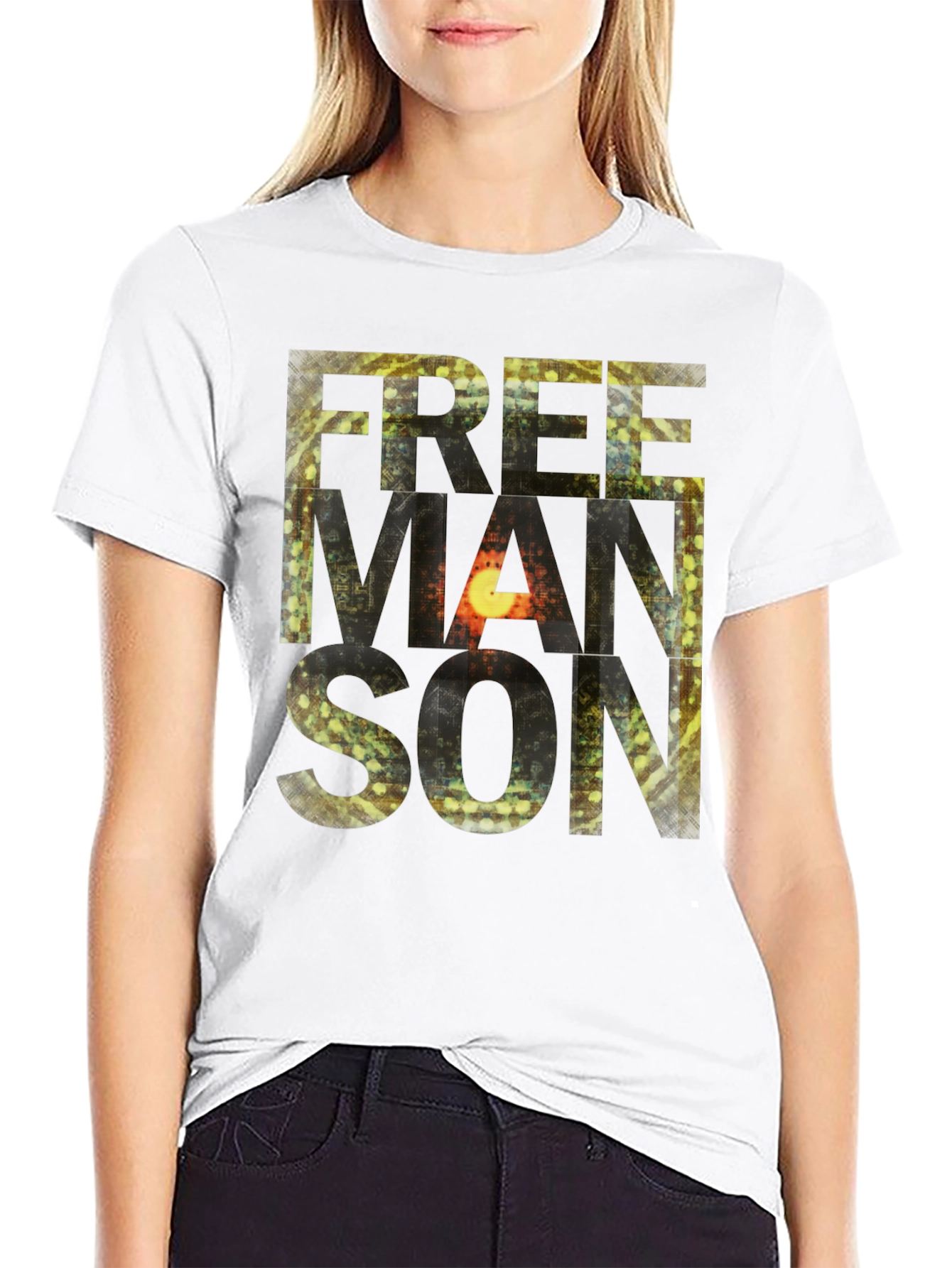 Black Freemanson Men's Black Graphic T-Shirt view 9