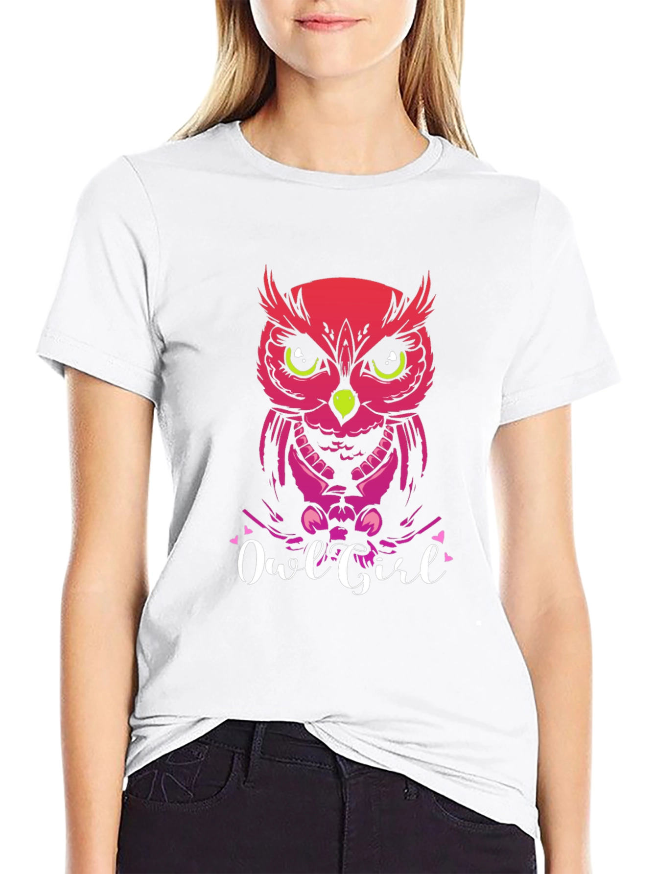 Black Owl Girl Graphic Tee - Unique Fashion Statement view 9