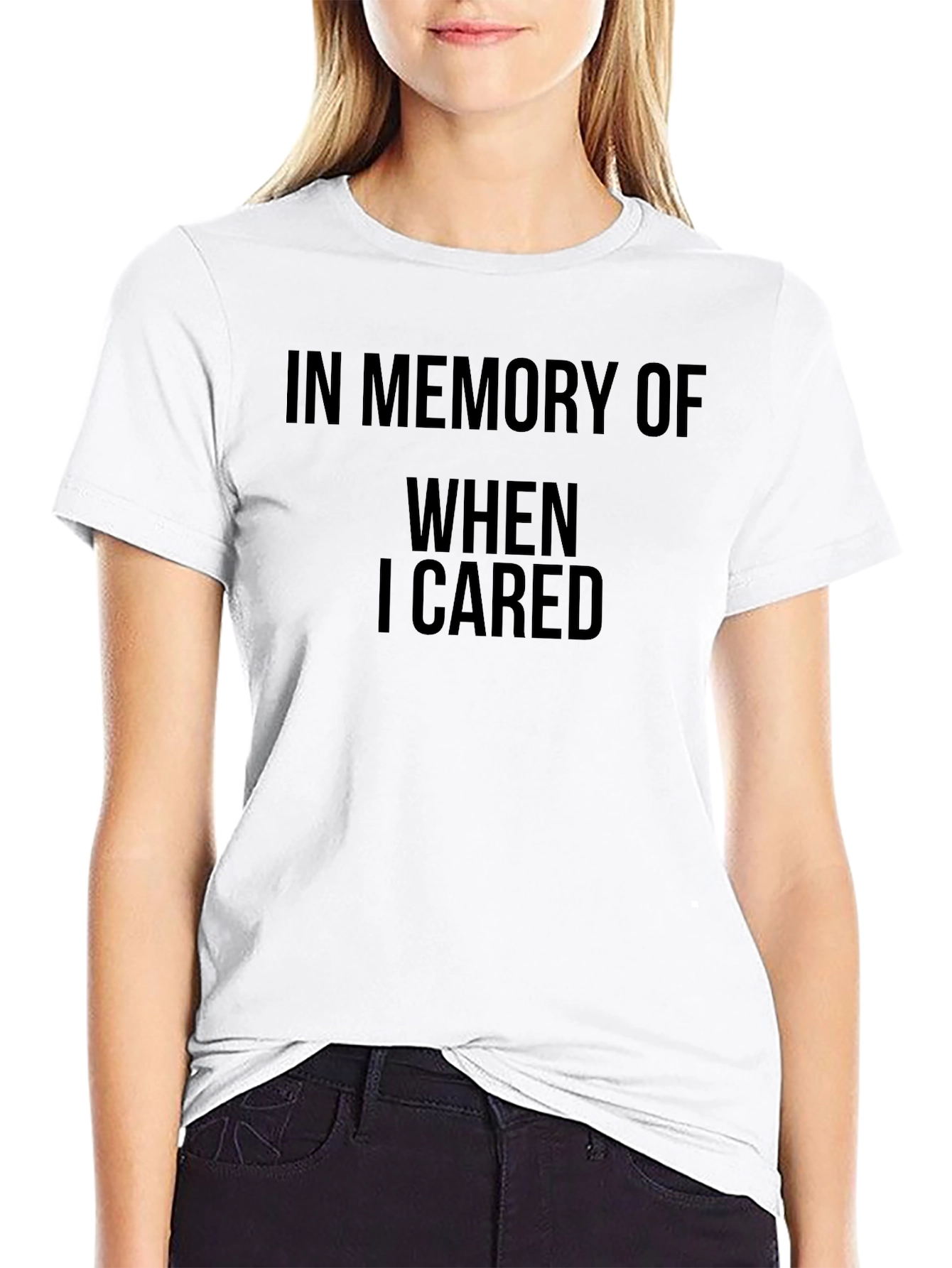 Black In Memory of When I Cared Graphic Tee view 9