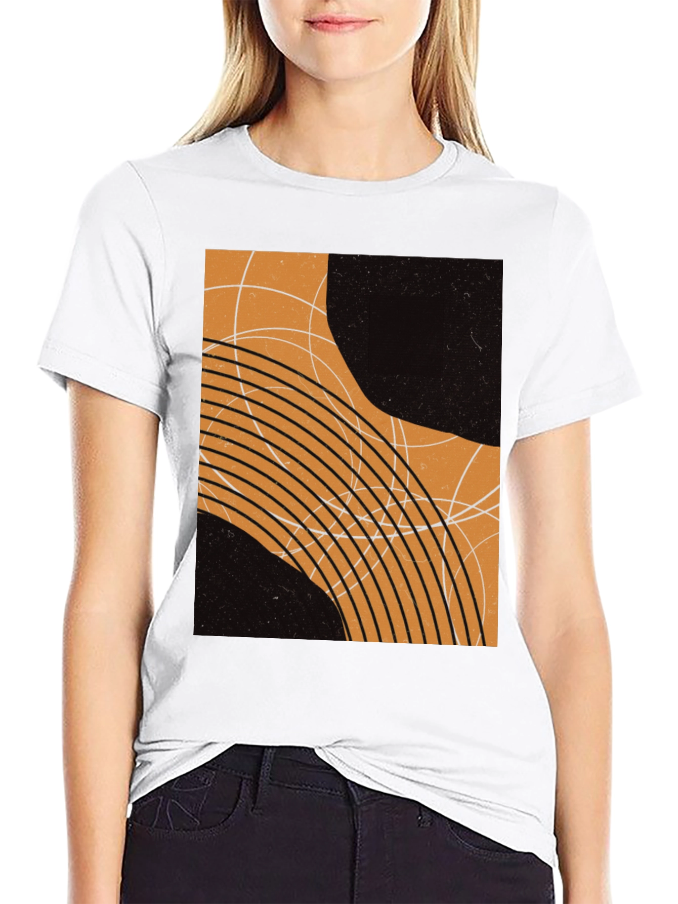 Black Abstract Graphic Print Black T-Shirt view 9